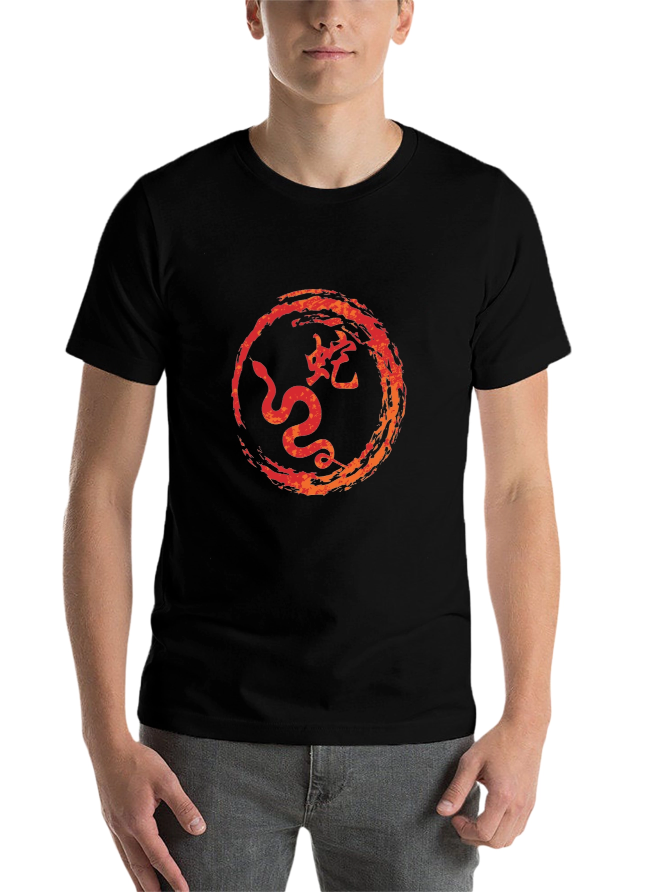 Black Snake Zodiac Graphic Black T-Shirt view 7