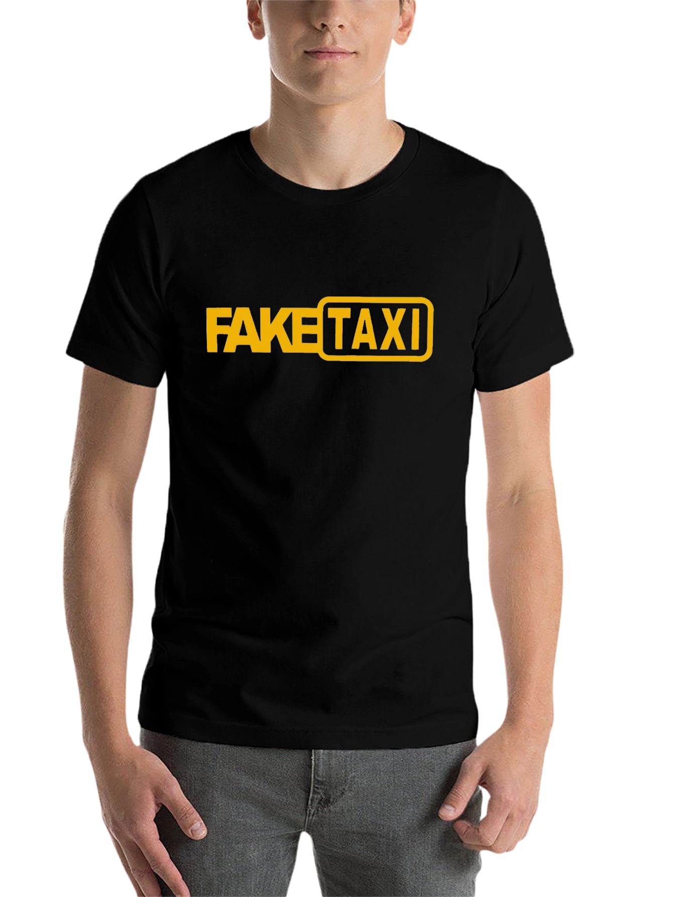 Black Fake Taxi Black Graphic Tee view 7