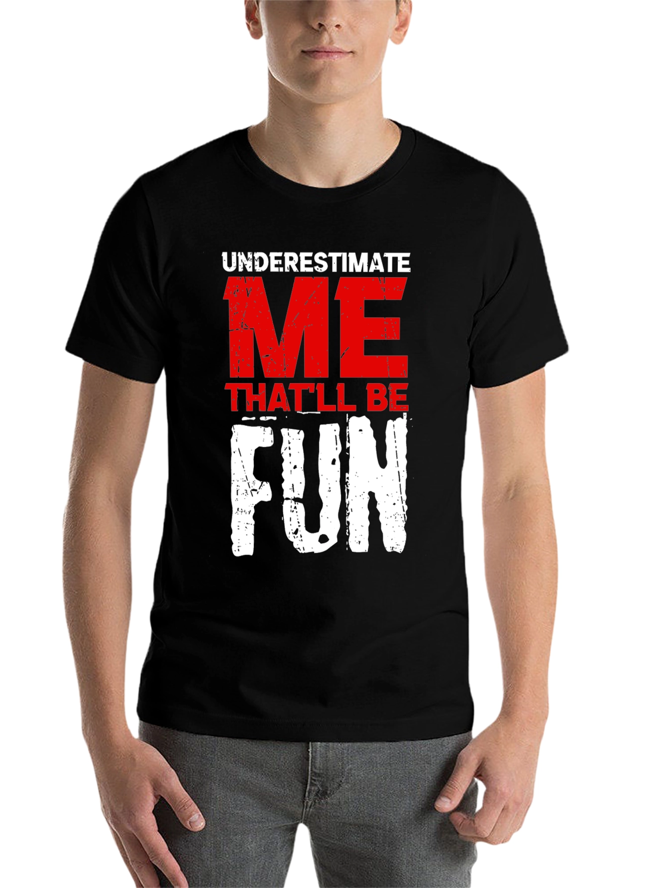 Black Underestimate Me Fun Graphic T-Shirt view 7