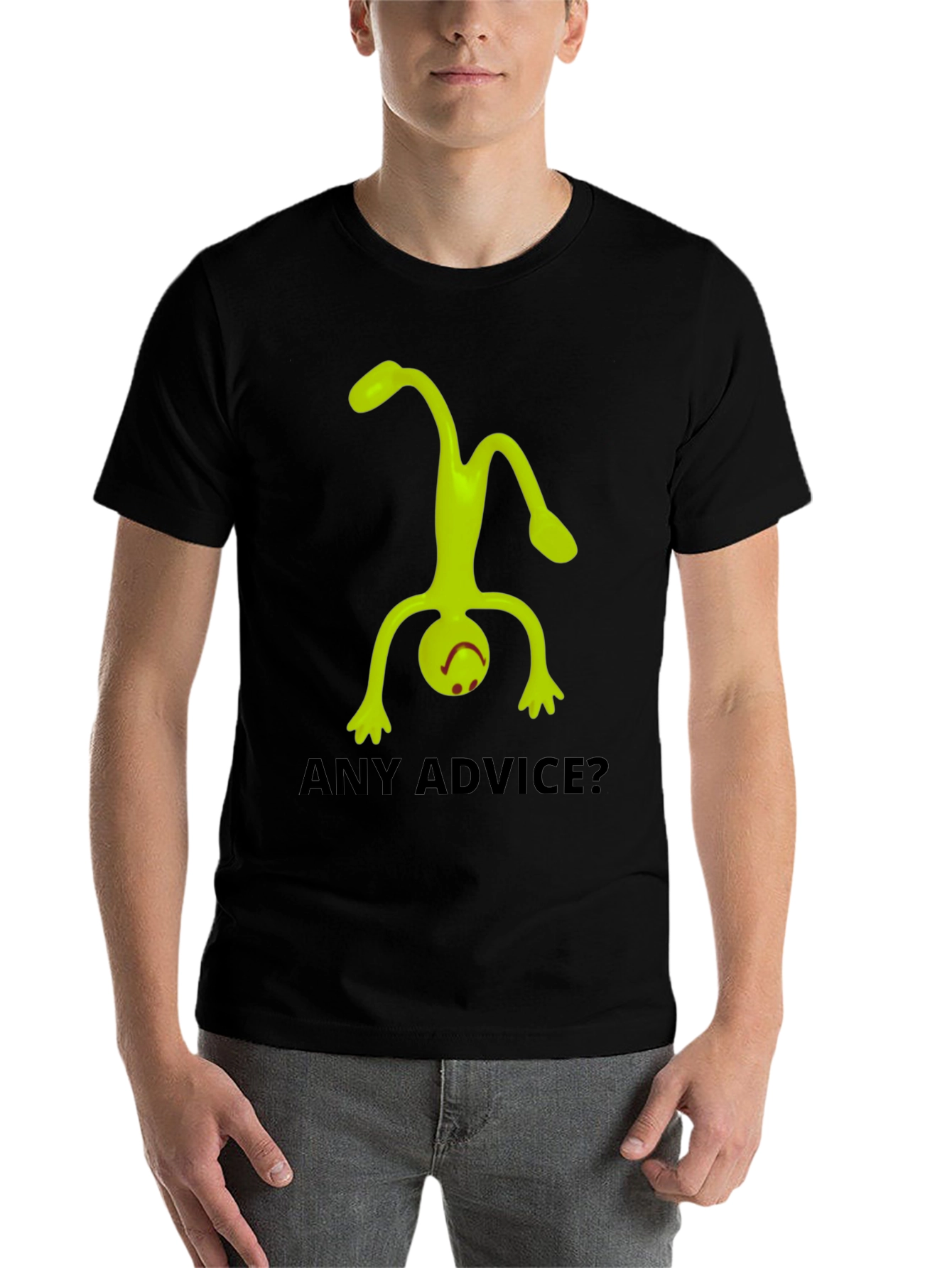 Black Any Advice? Funny Graphic Tee view 7