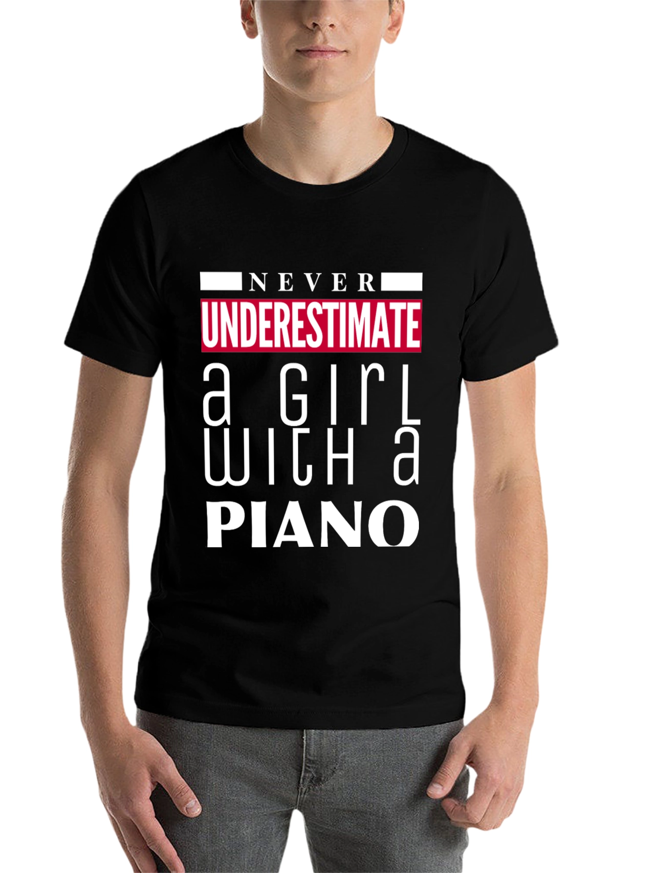 Black Never Underestimate Girl With A Piano T-Shirt view 7