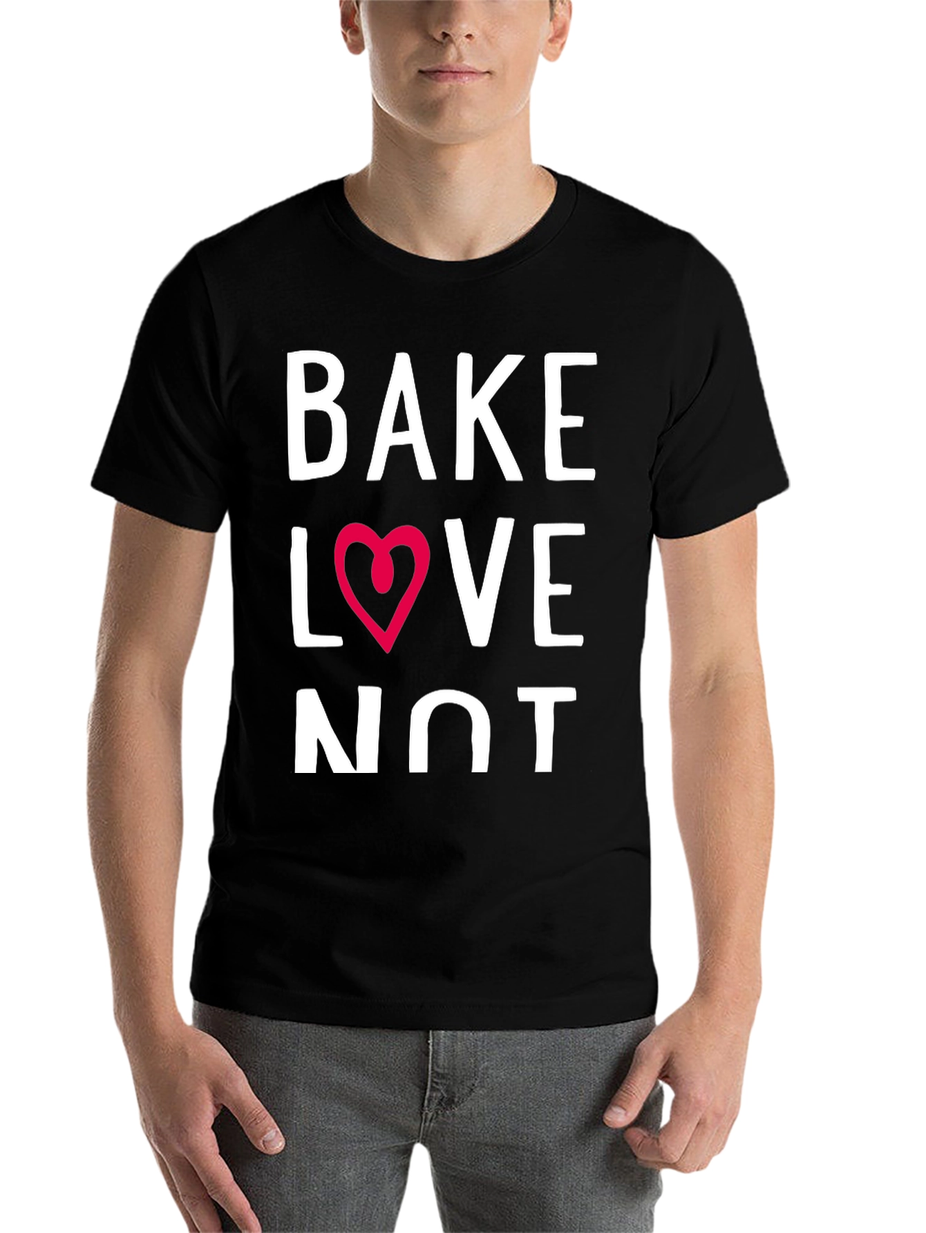 Black Bake Love Not T-Shirt - Black Crew Neck Short Sleeve view 7