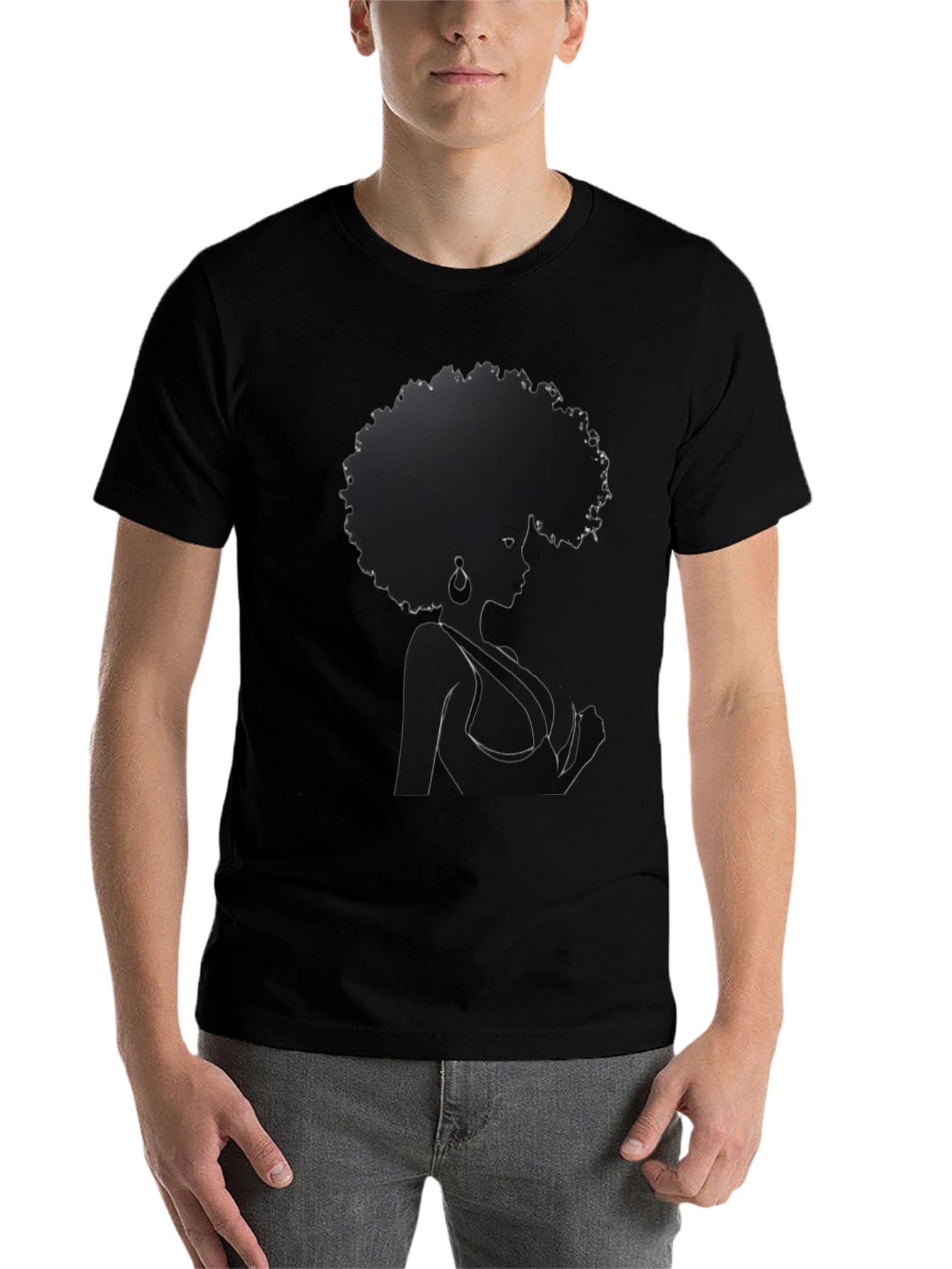 Black Afro Woman Graphic Tee - Stylish Black T-Shirt view 7