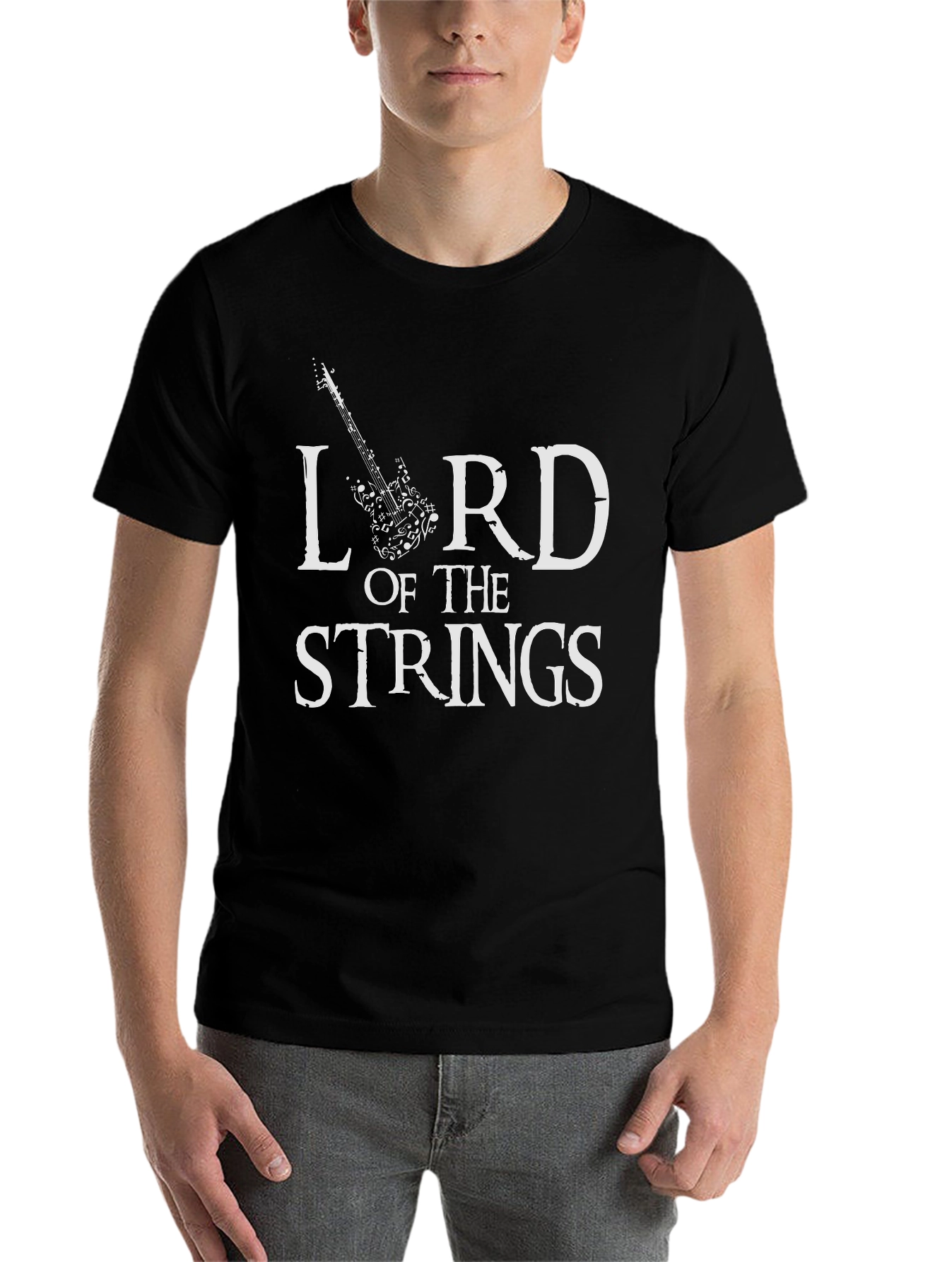 Black Lord of the Strings Black T-Shirt view 7