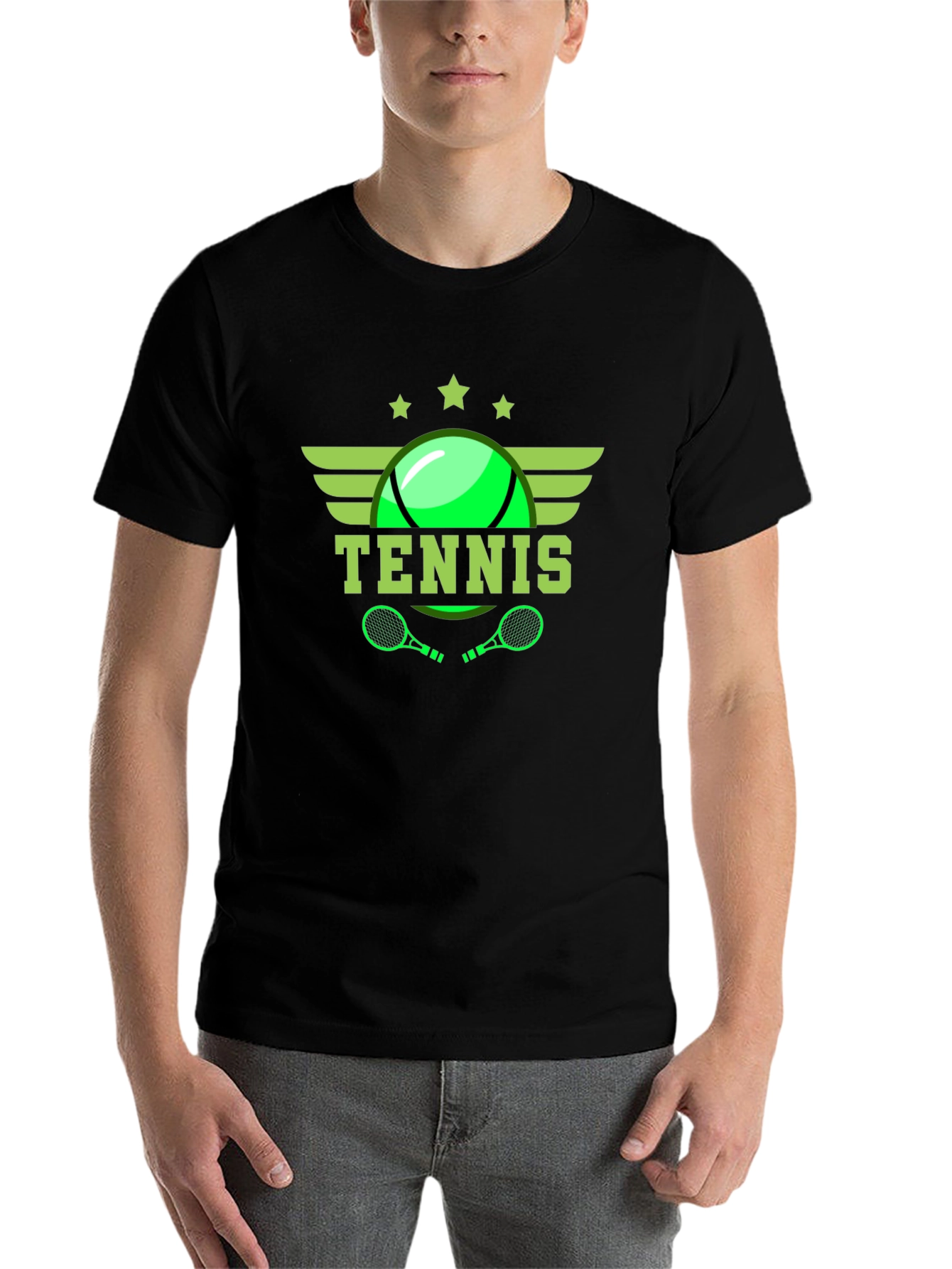 Black Tennis Graphic Tee - Black Cotton T-Shirt view 7