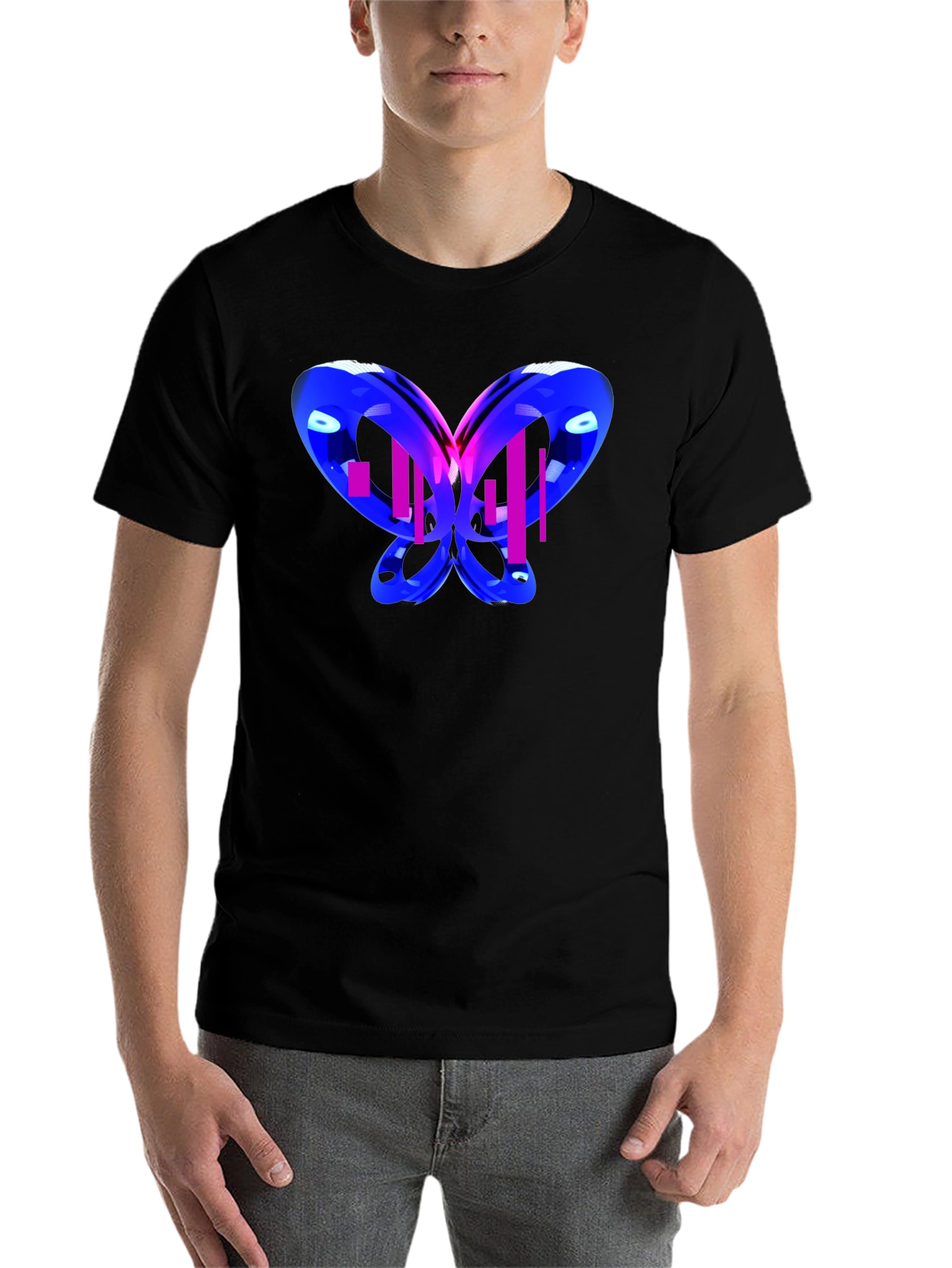 Black Abstract Butterfly Graphic T-Shirt view 7