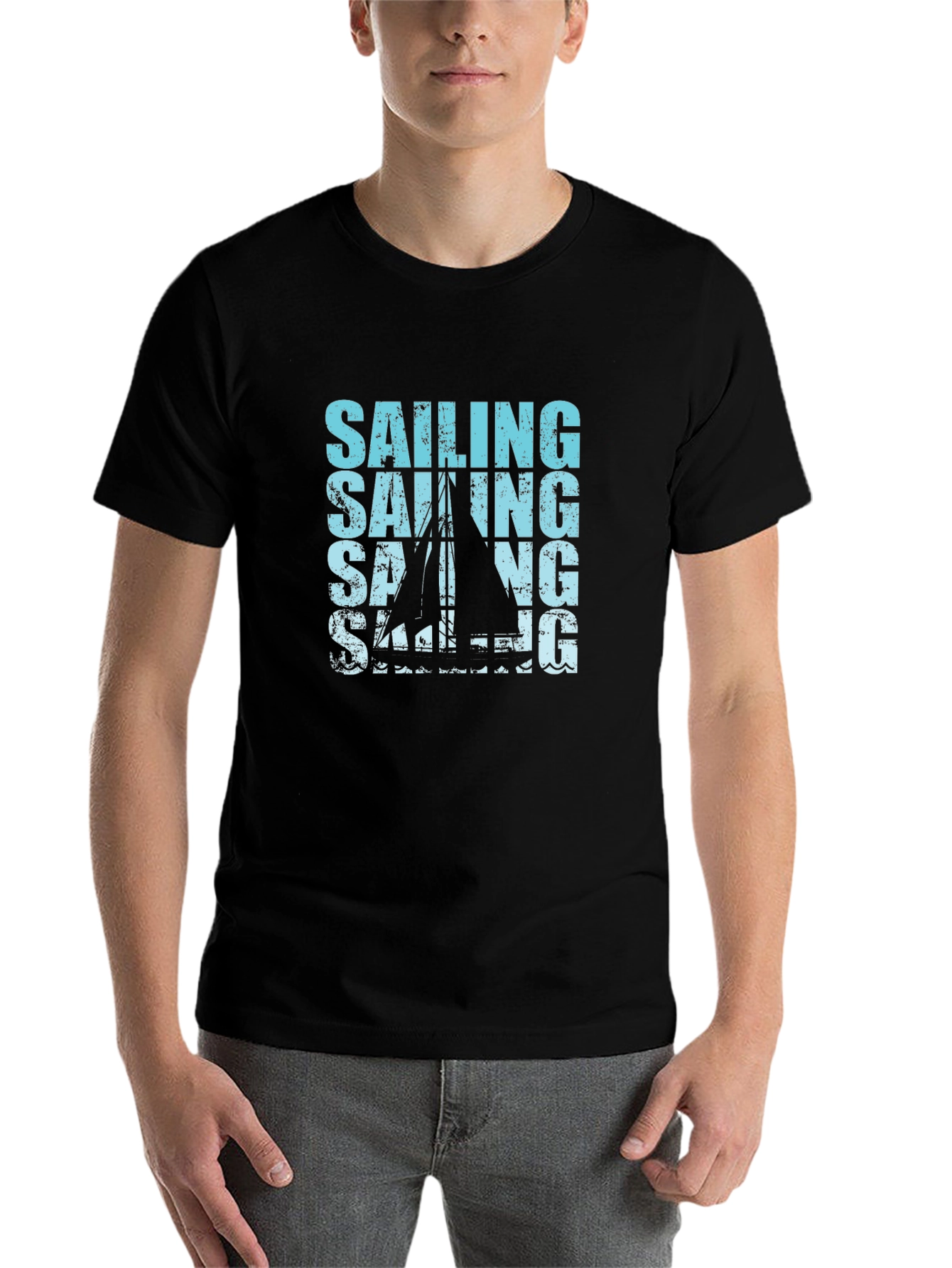 Black Sailing Graphic Print Black T-Shirt view 7