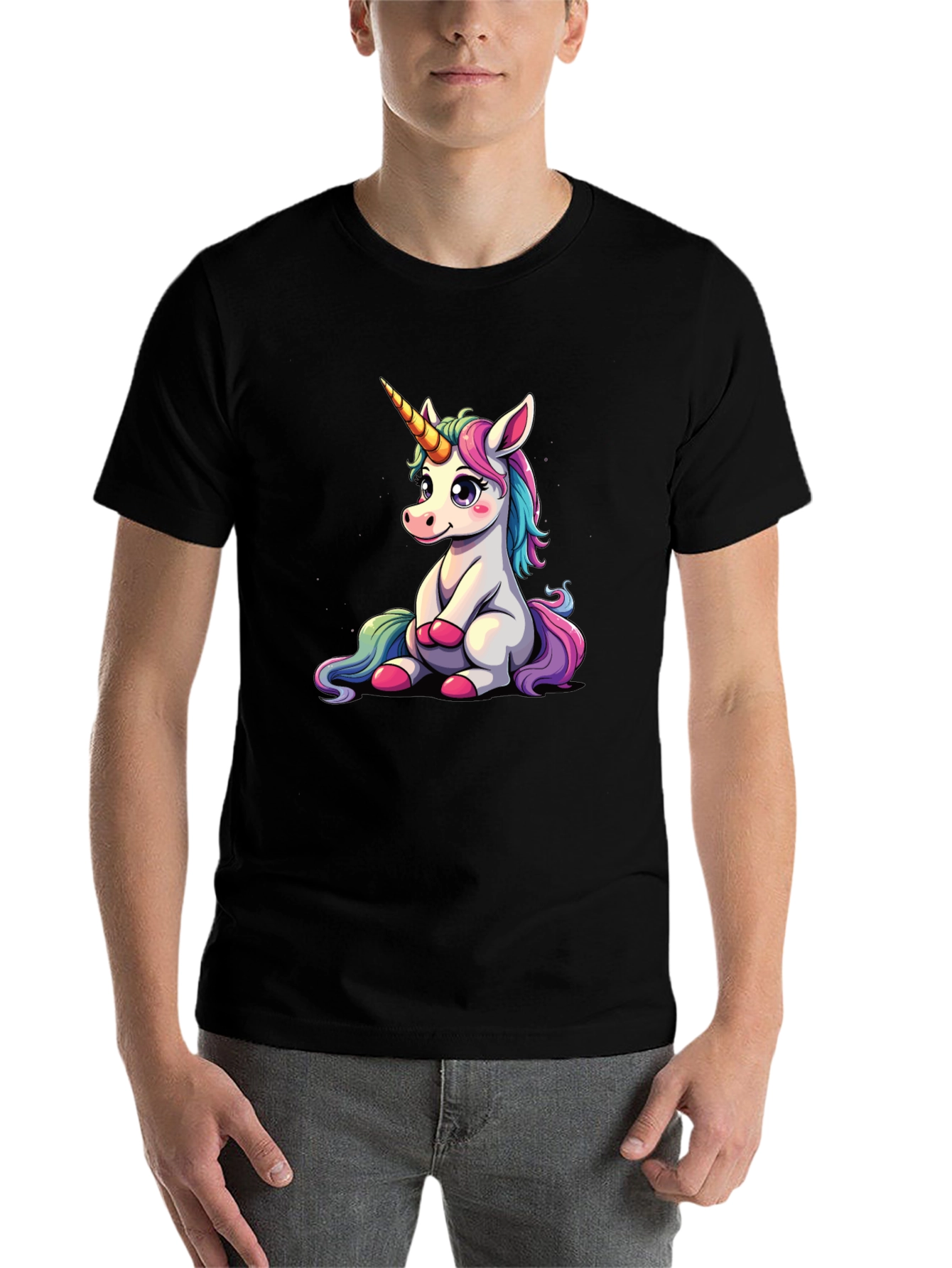 Black Unicorn Graphic Tee - Cute Cartoon Animal Print view 7