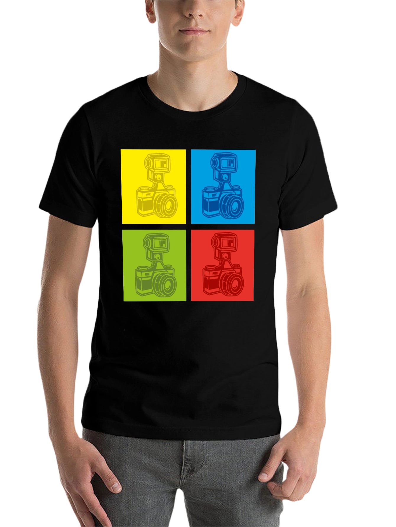 Black Retro Camera Graphic T-Shirt - Pop Art Design view 7