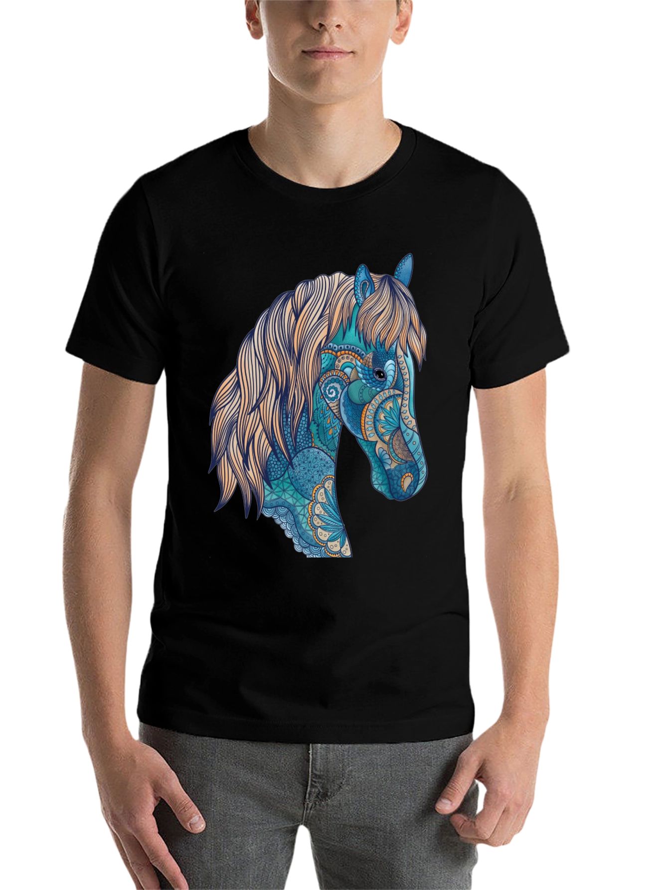 Black Horse Art Graphic T-Shirt - Unique Design view 7