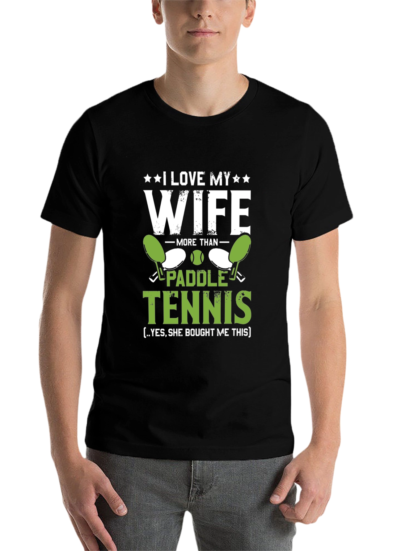 Black I Love My Wife Paddle Tennis Graphic T-Shirt view 7