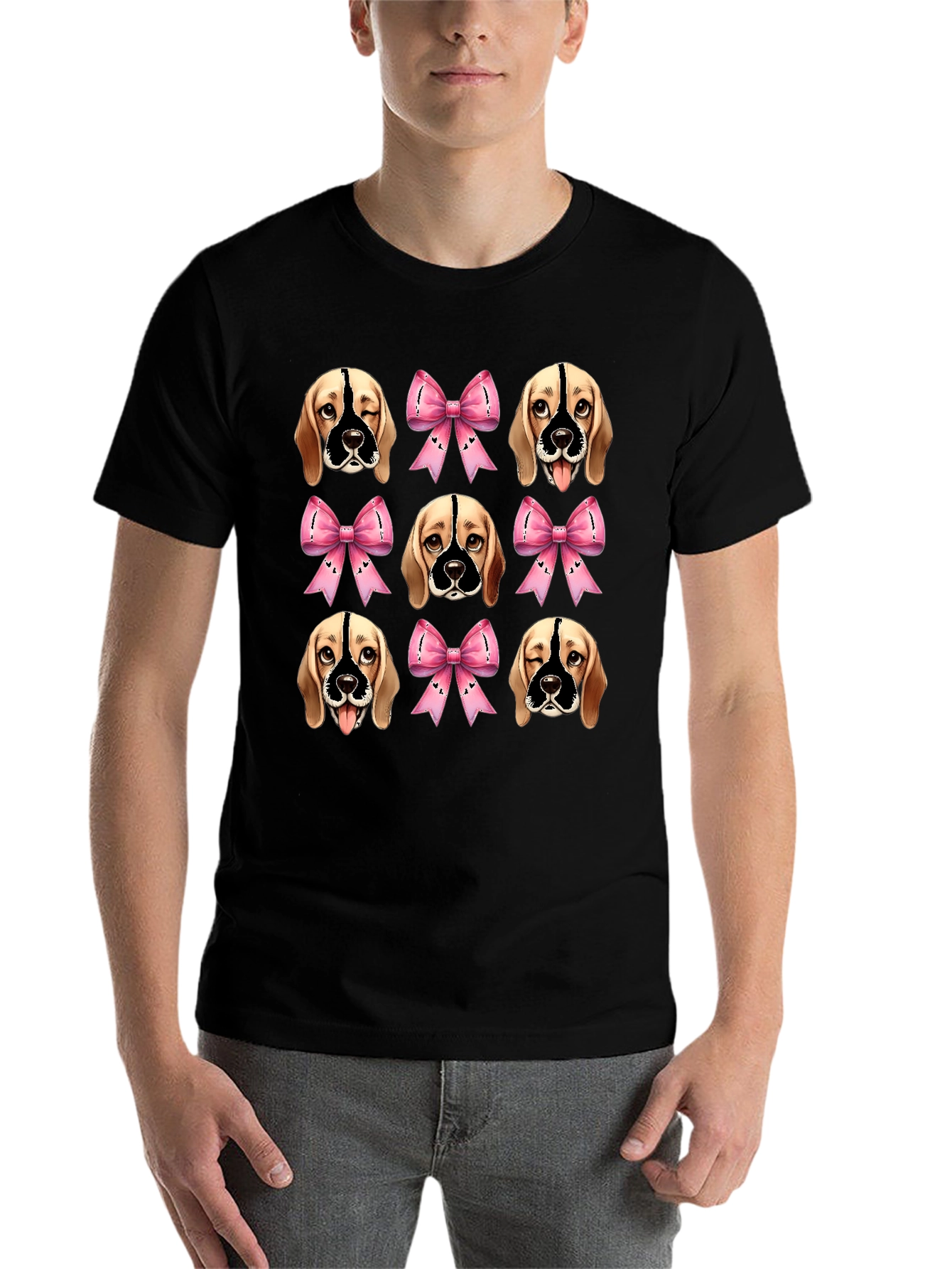Black Dog Faces & Bows Black Graphic Tee view 7