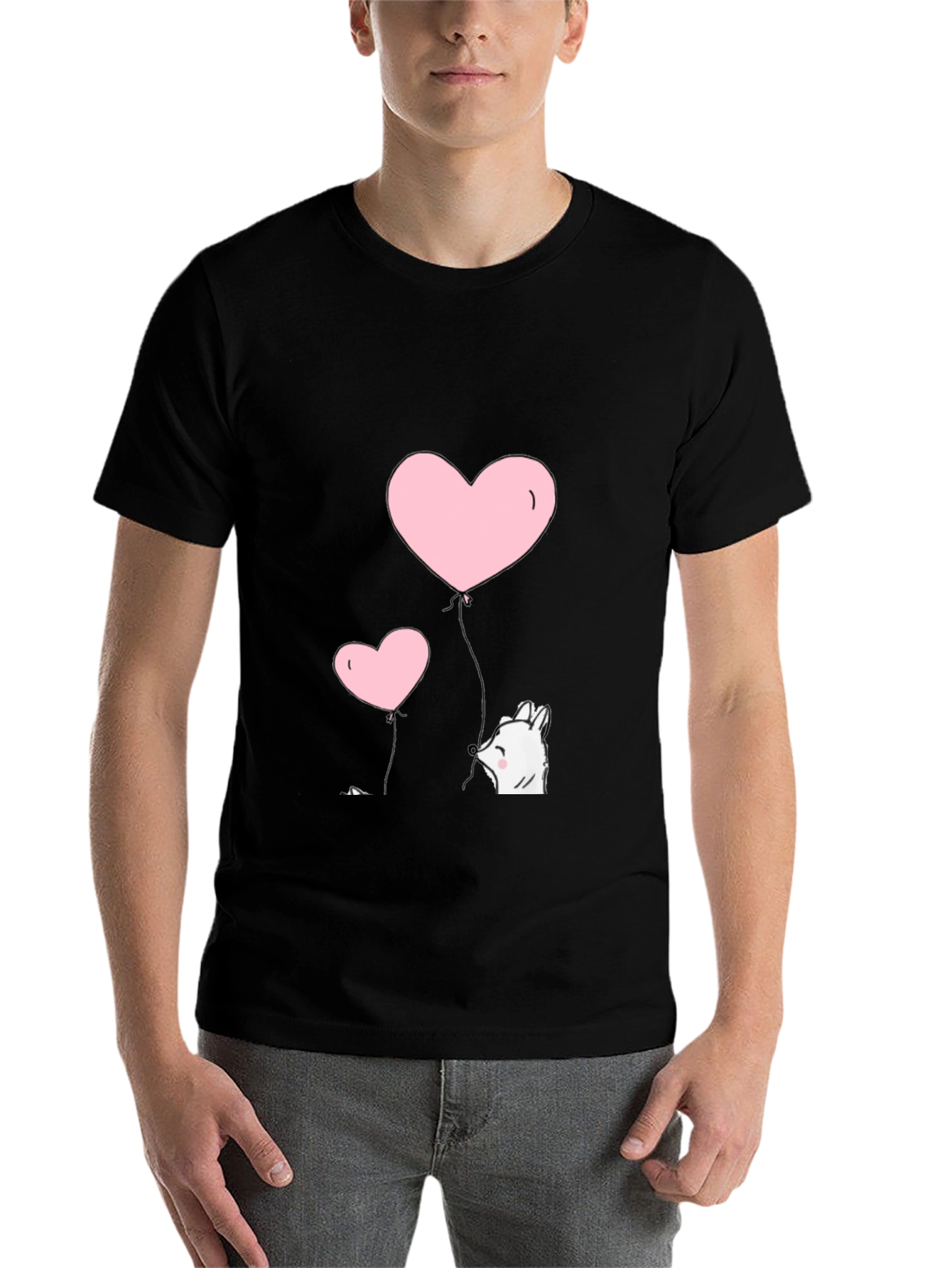 Heart Balloon Graphic Tee - Black - 7