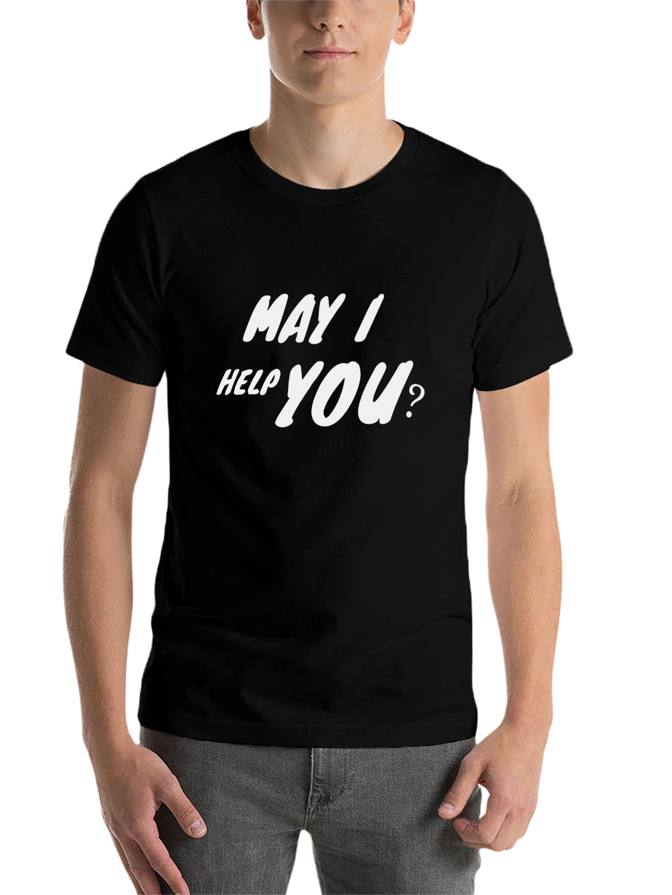 Black May I Help You? Black Graphic T-Shirt view 7