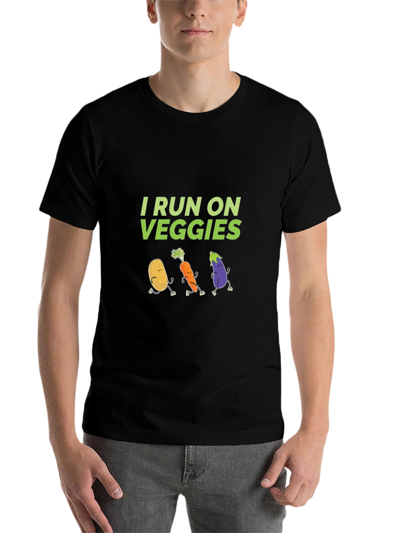 I Run On Veggies Graphic Tee -  Black - 7