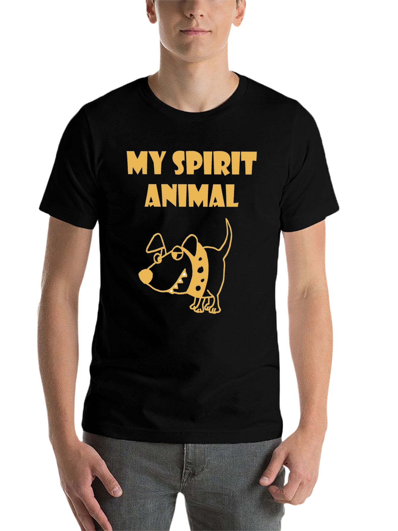 Black My Spirit Animal Dog T-Shirt - Black view 7
