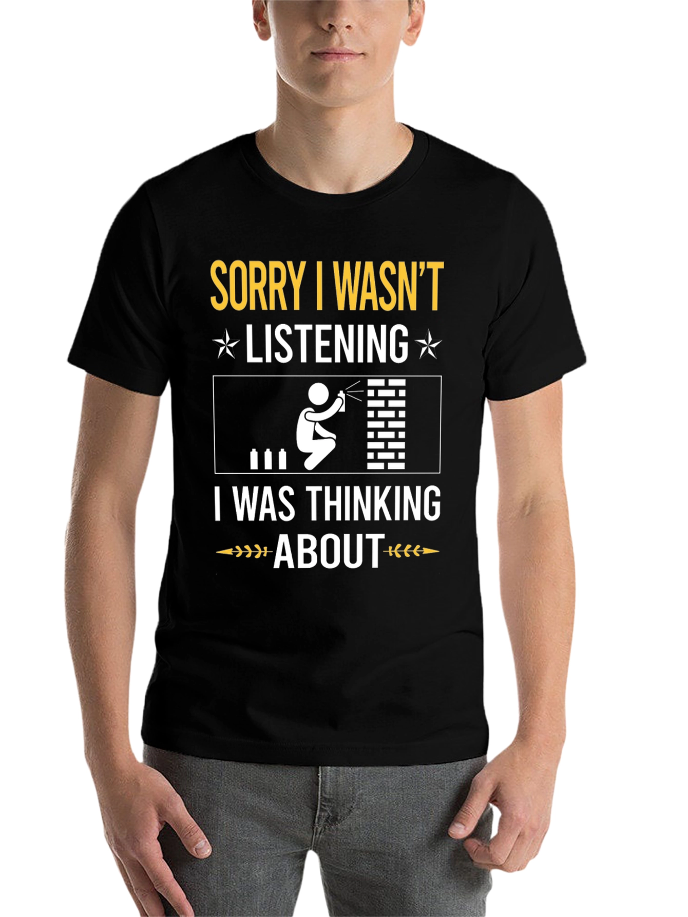 Black Graffiti Artist T-Shirt: Sorry Not Listening Tee view 7