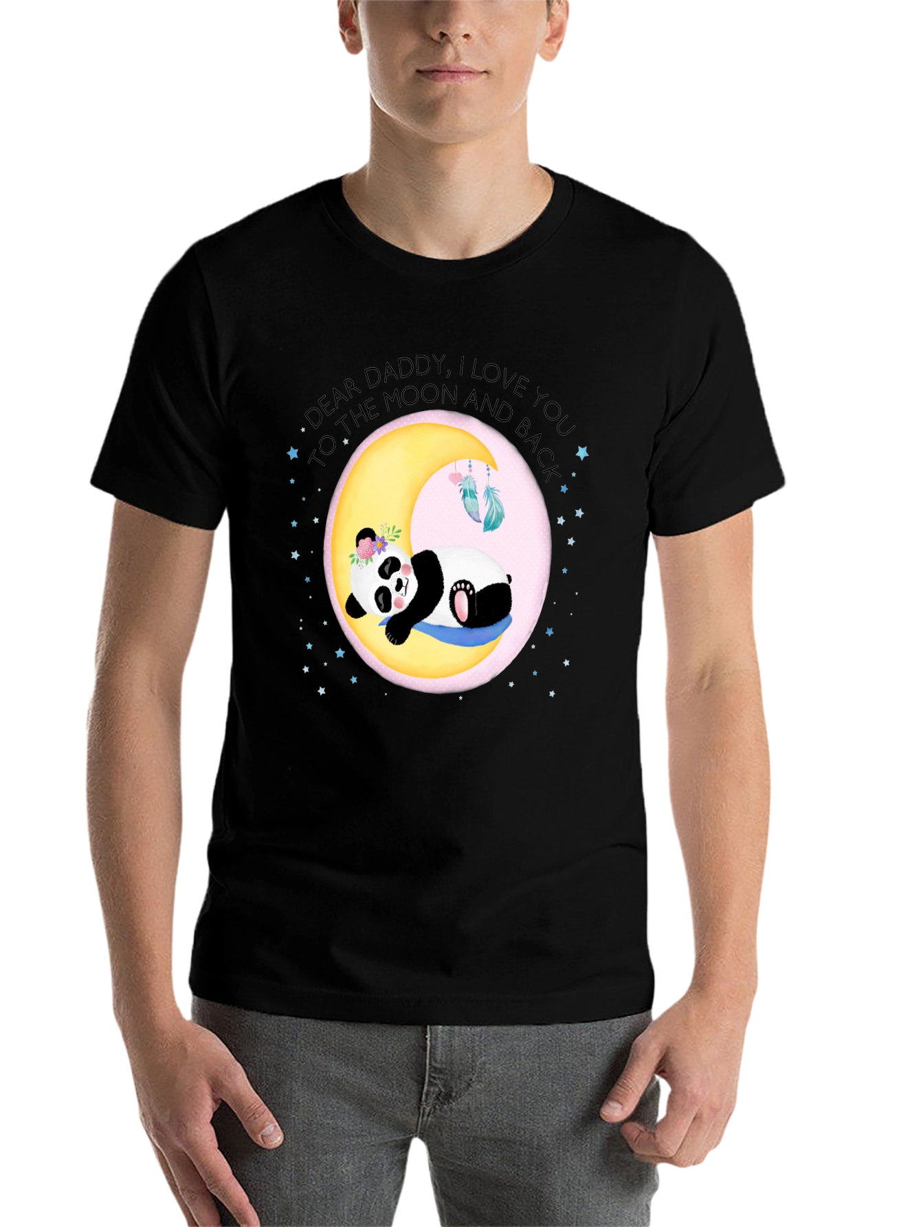 Black Dear Daddy Panda Moon Graphic Tee view 7