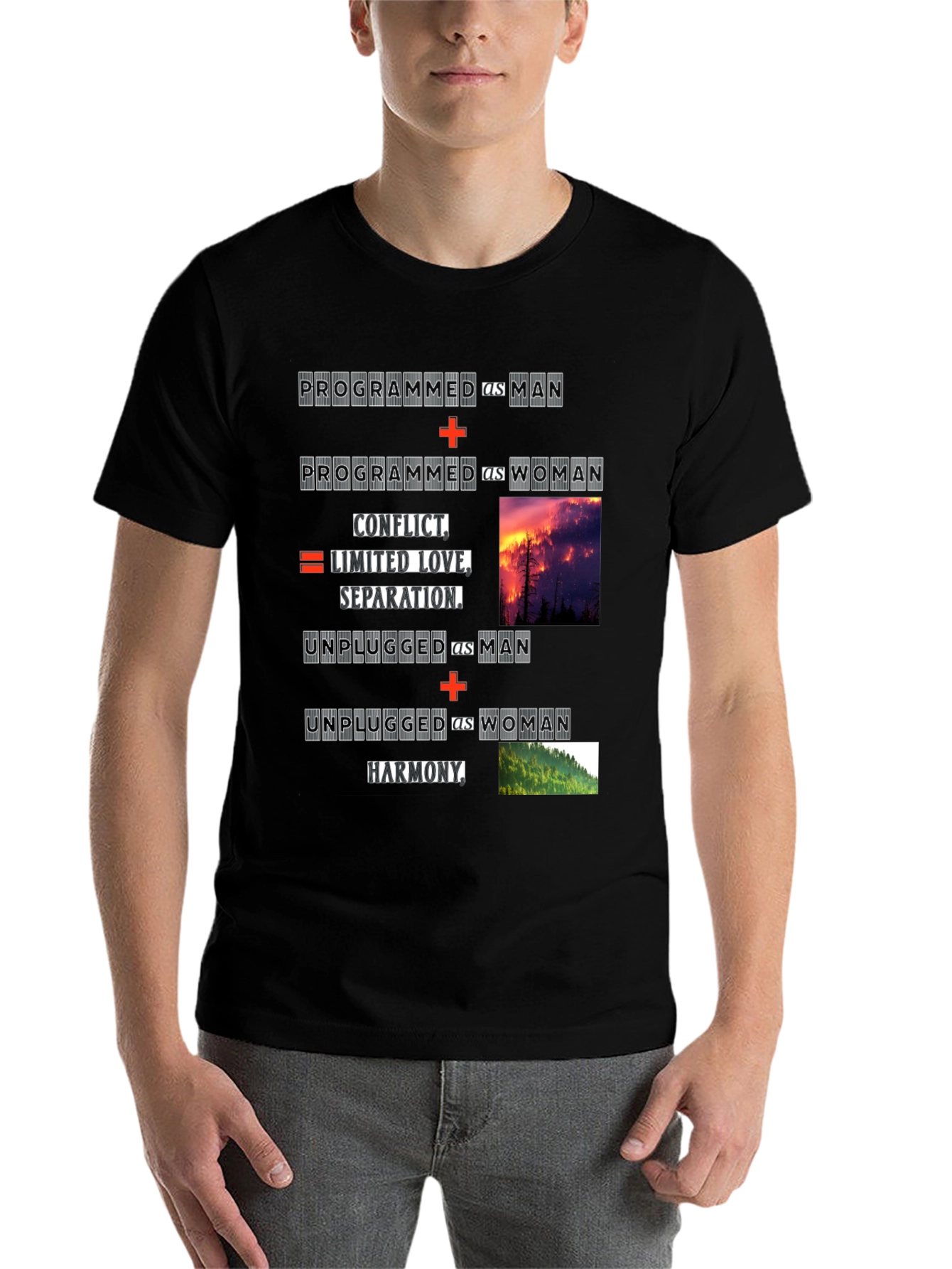Black Programmed vs Unplugged T-Shirt view 7