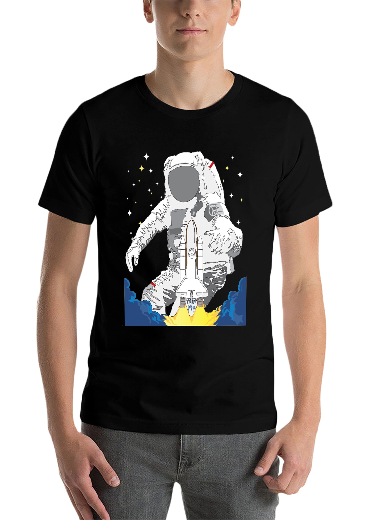 Black Astronaut Space Shuttle Graphic Tee view 7