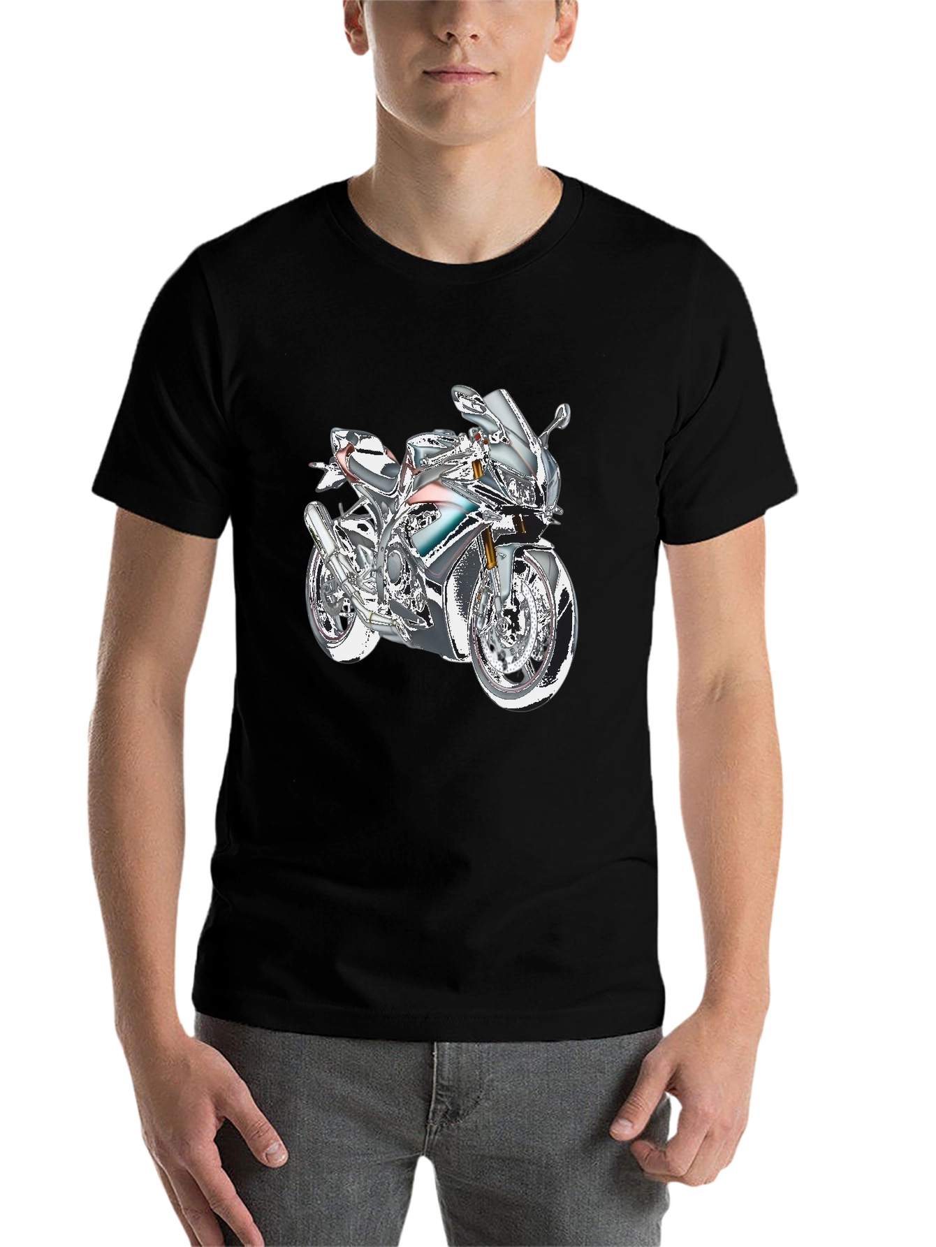 Black Motorcycle Graphic Tee - Ride in Style view 7