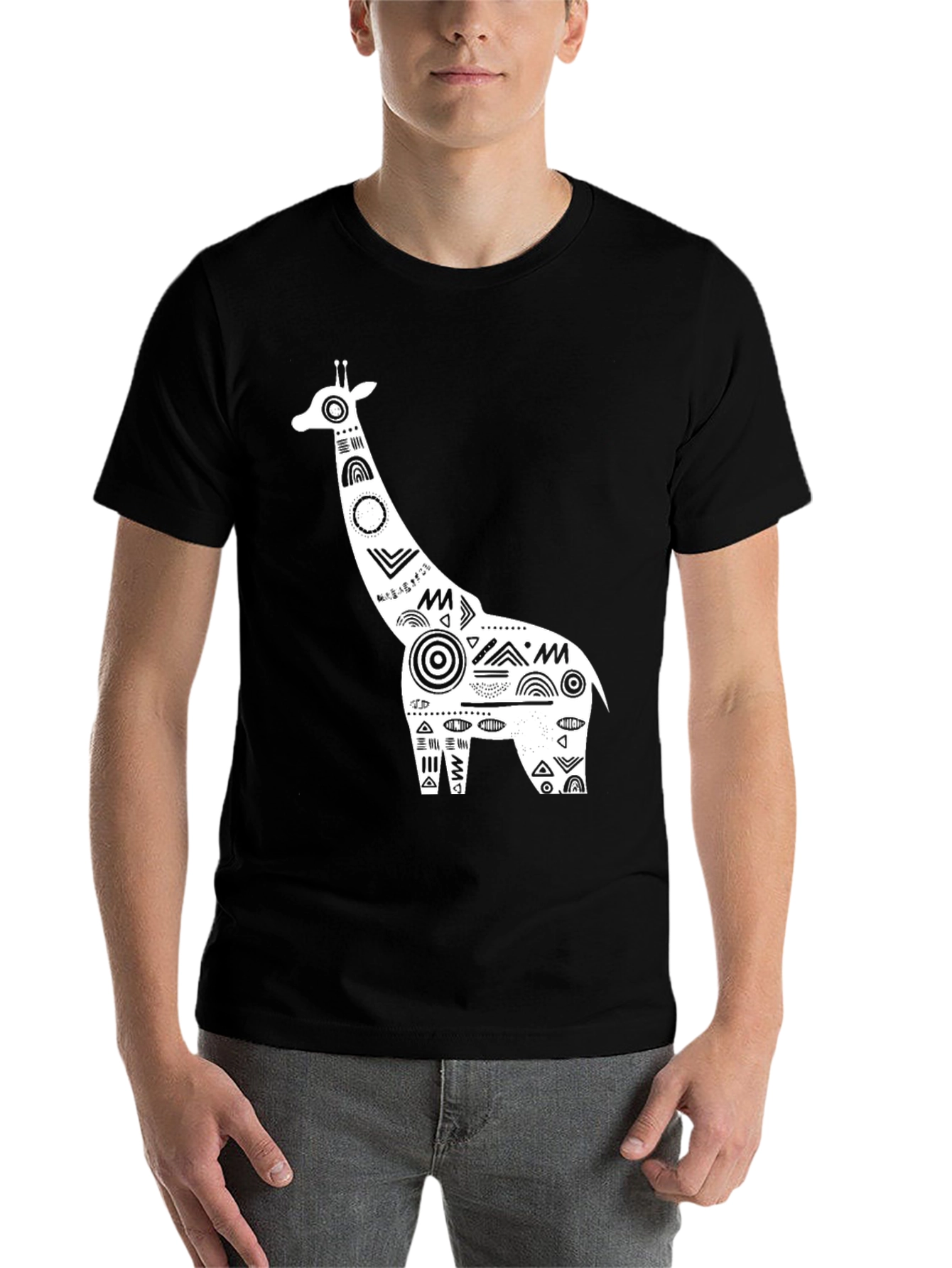 Black Giraffe Graphic Tee - Black Cotton view 7