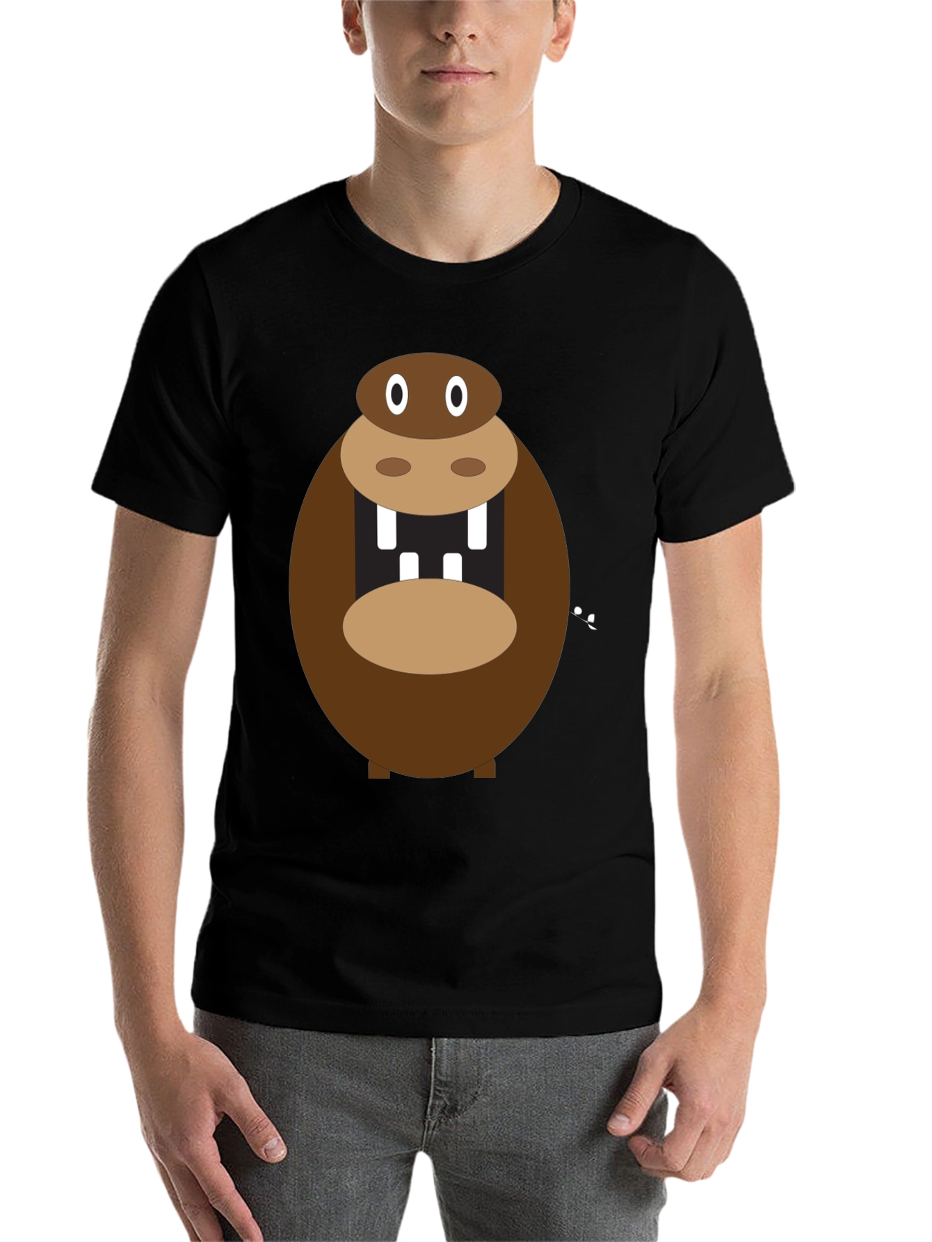 Black Hippo Graphic T-Shirt - Funny Cartoon Animal Tee view 7