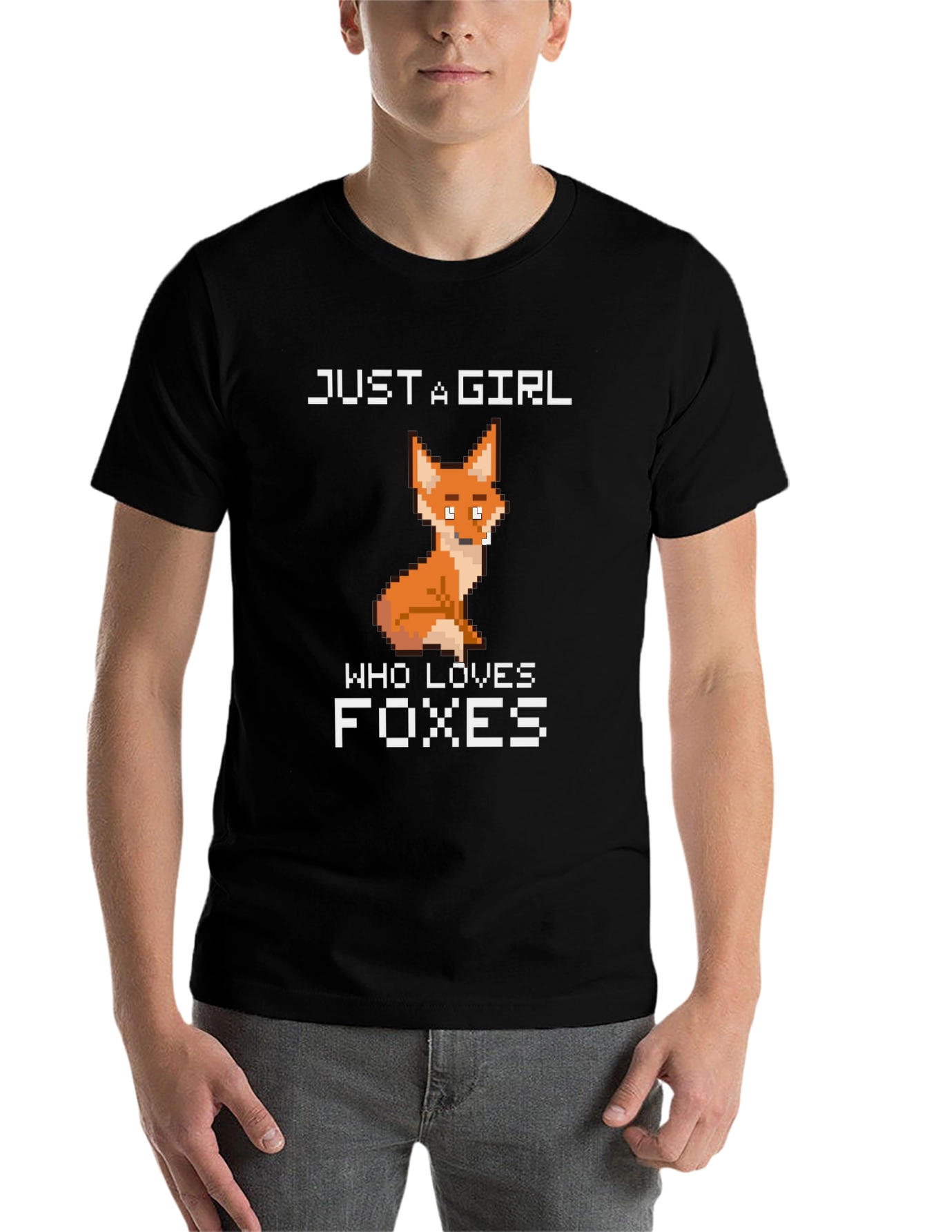 Black Just a Girl Who Loves Foxes T-Shirt view 7