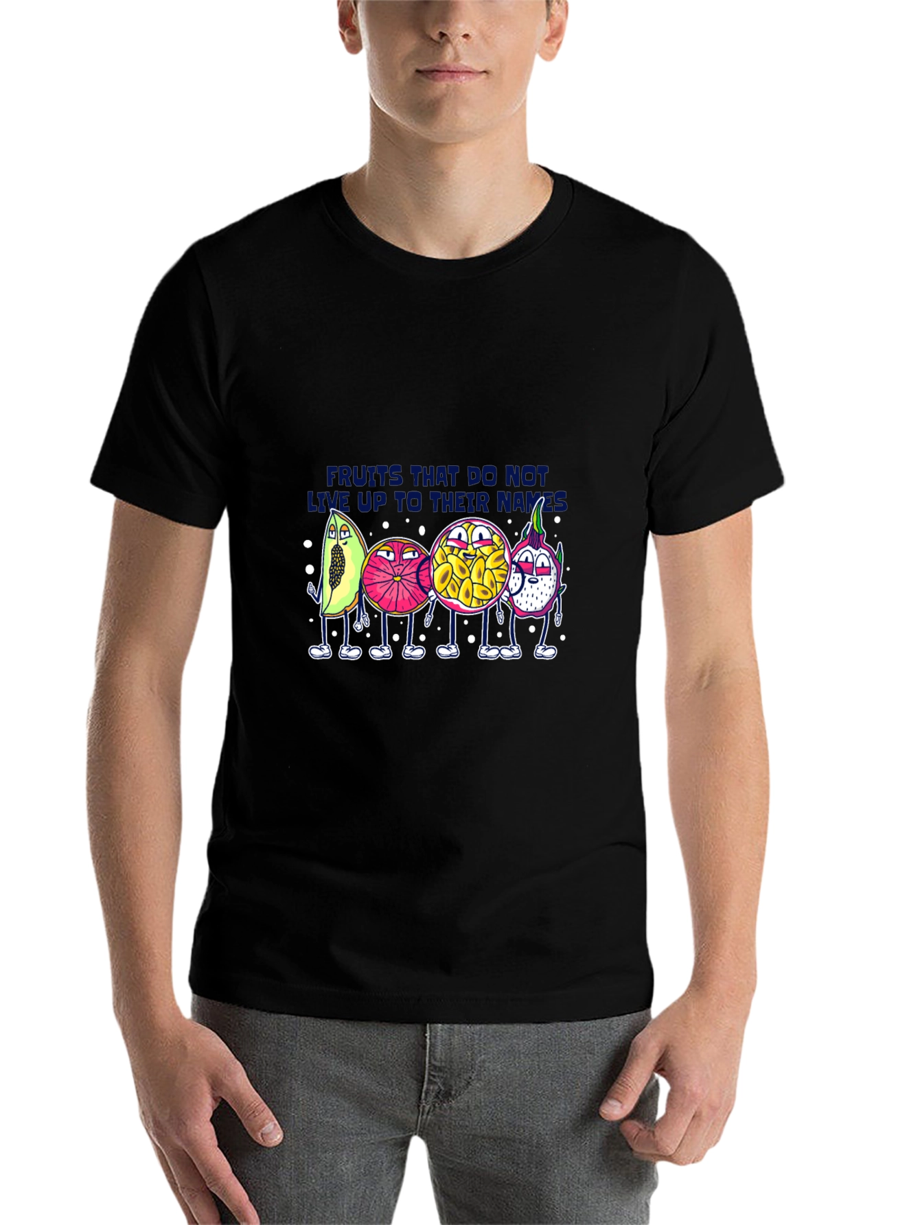 Black Funny Fruit Puns Black T-Shirt view 7