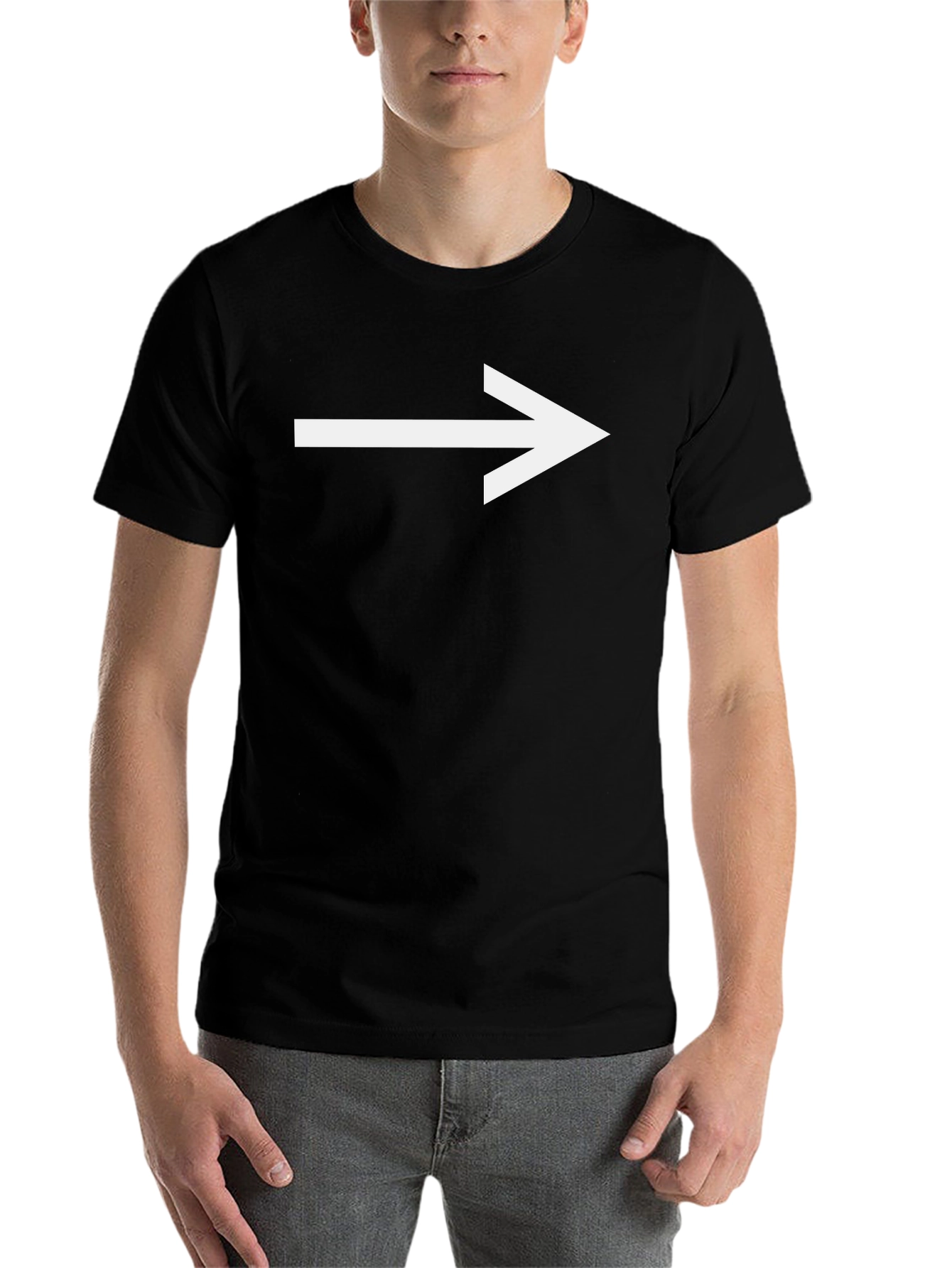 Black Right Arrow T-Shirt - Black Cotton Graphic Tee view 7