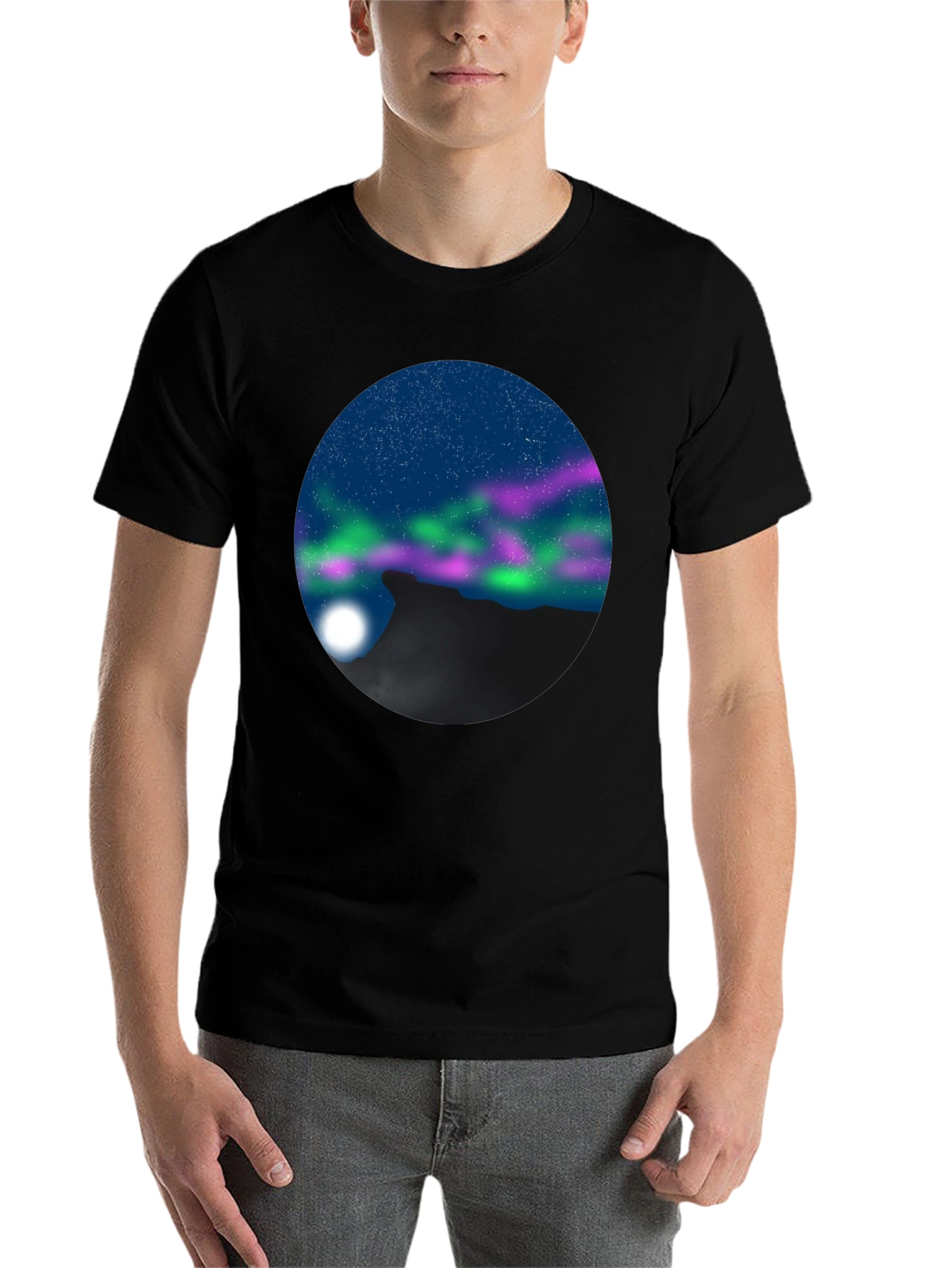 Black Aurora Mountain Black T-Shirt view 7