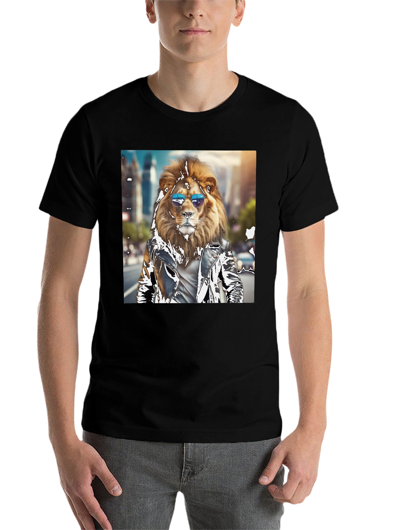 Black Cool Lion Graphic Tee - Black view 7