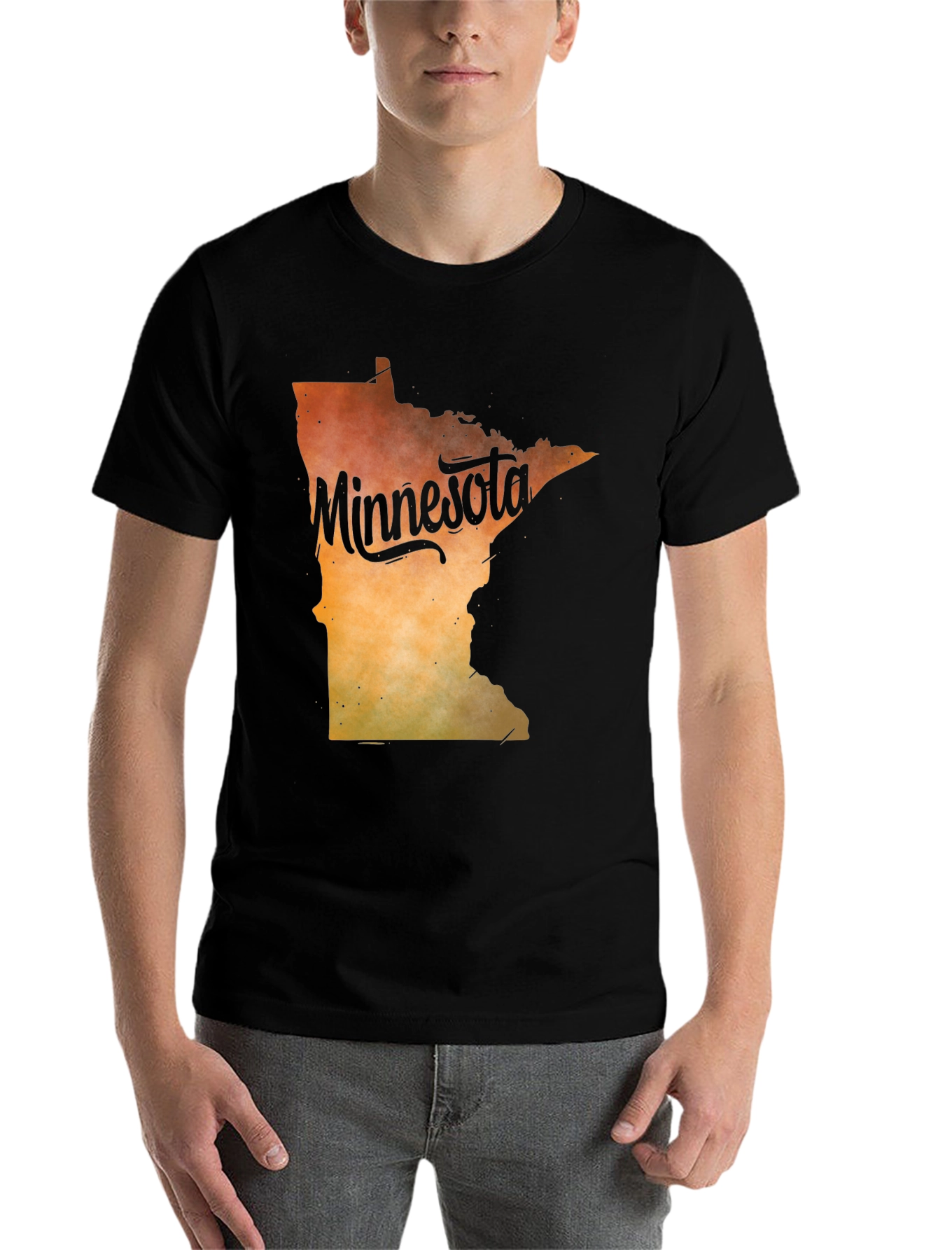 Black Minnesota State Outline Graphic T-Shirt view 7