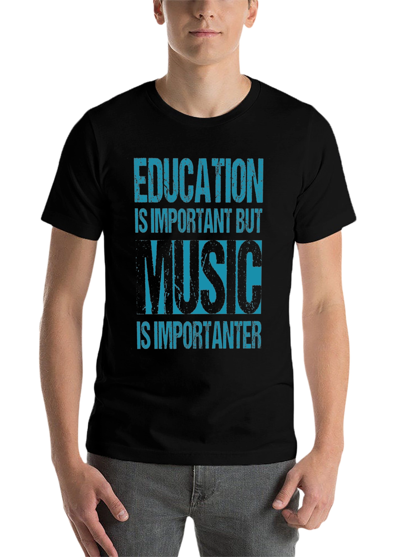 Black Education Music Graphic Tee - Black Cotton Blend view 7