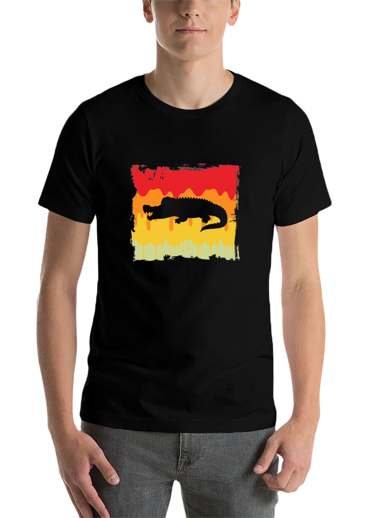 Black Retro Alligator Graphic Tee - Cool Gator Design view 7