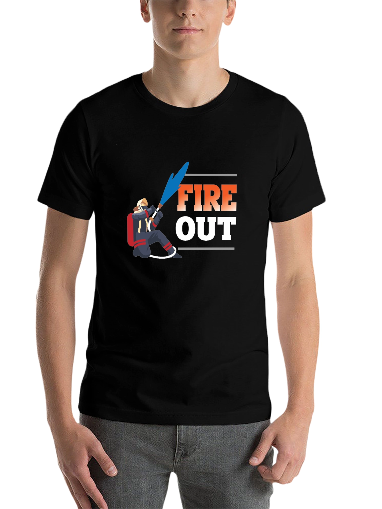 Black Fire Out Graphic T-Shirt - Black Cotton Tee view 7