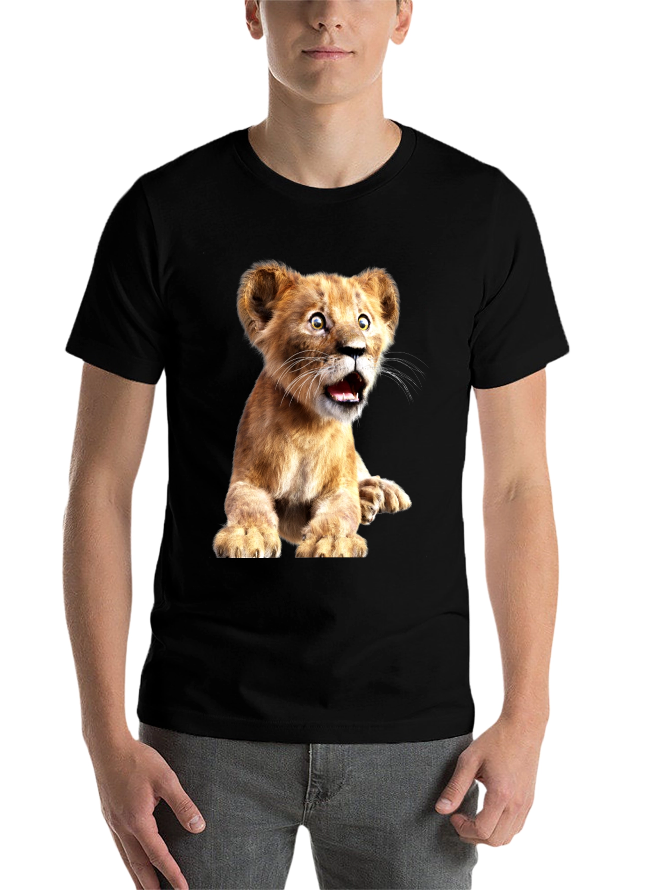 Black Lion Cub Graphic Tee - Soft Cotton Blend view 7