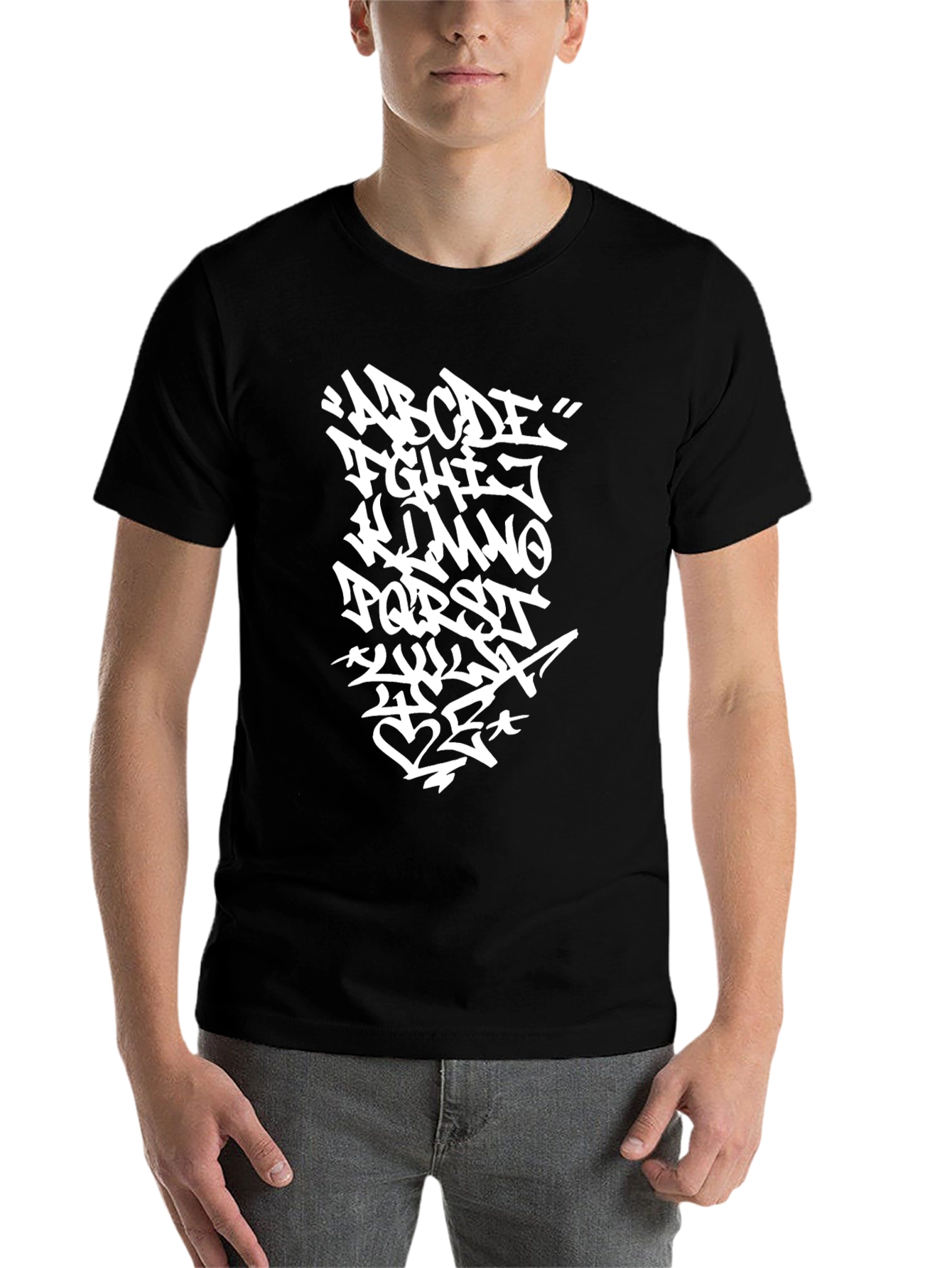 Black Graffiti Alphabet Black T-Shirt view 7
