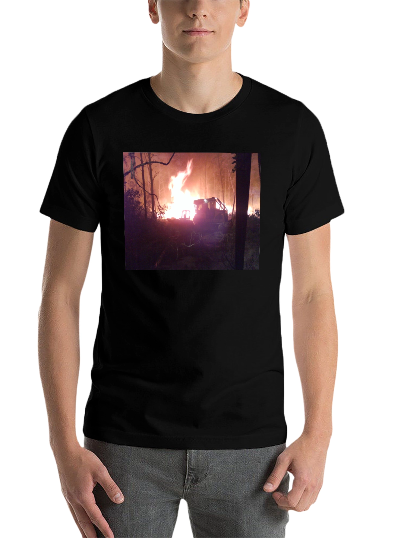 Black Inferno Tractor Graphic Tee - Black Cotton Blend view 7