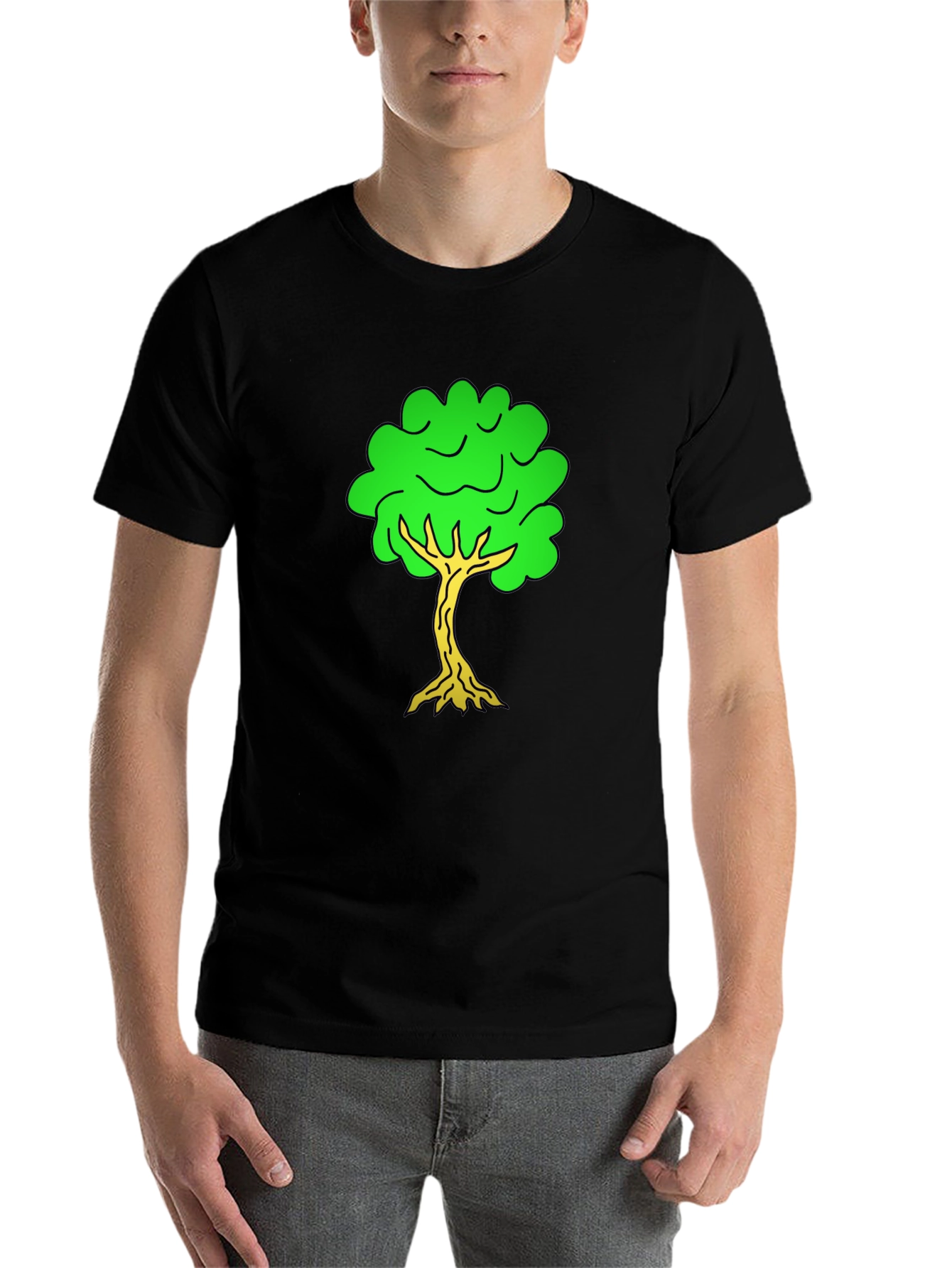 Black Cartoon Tree Black T-Shirt view 7