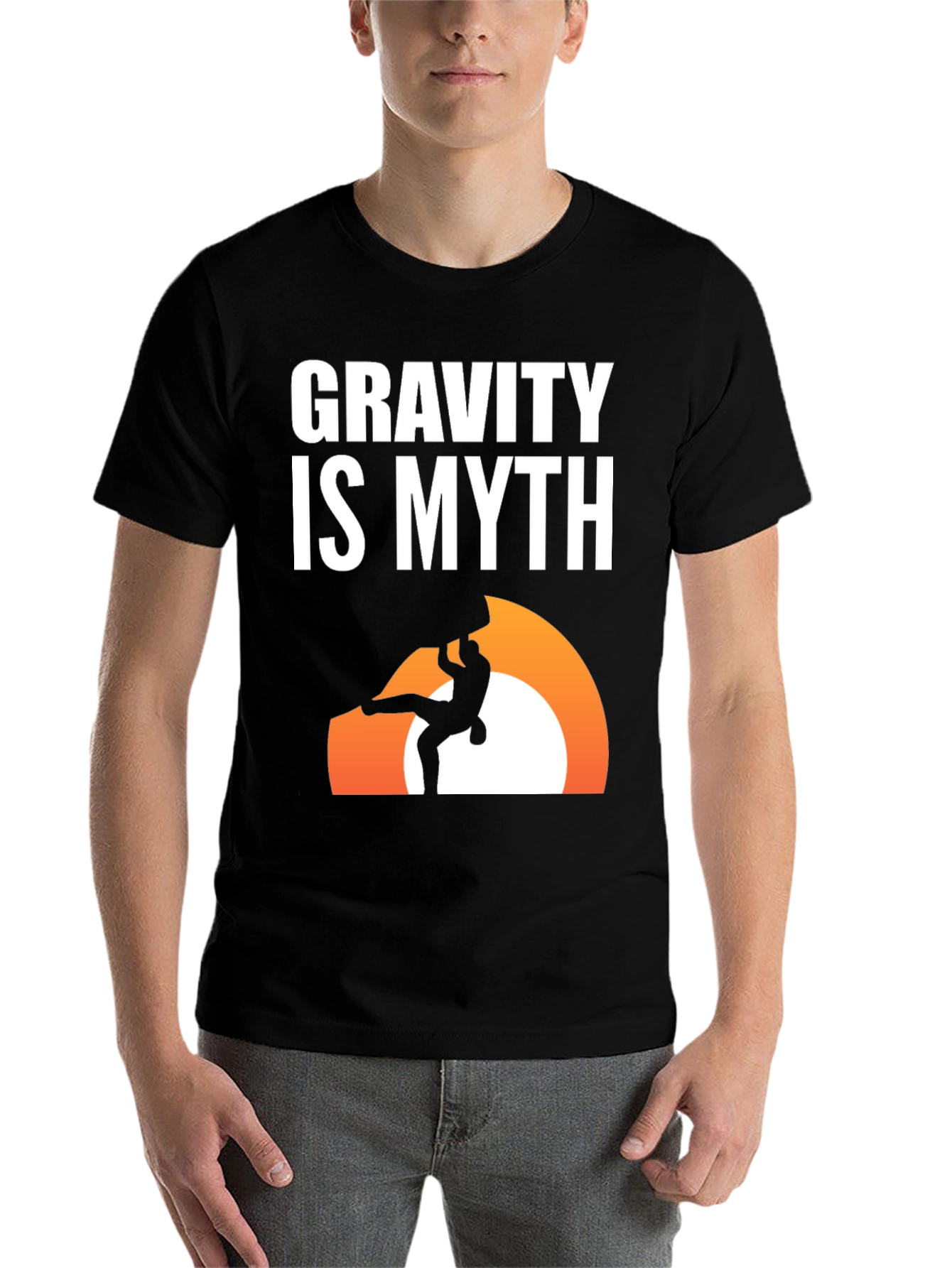 Black Gravity is Myth T-Shirt - Rock Climbing Design view 7