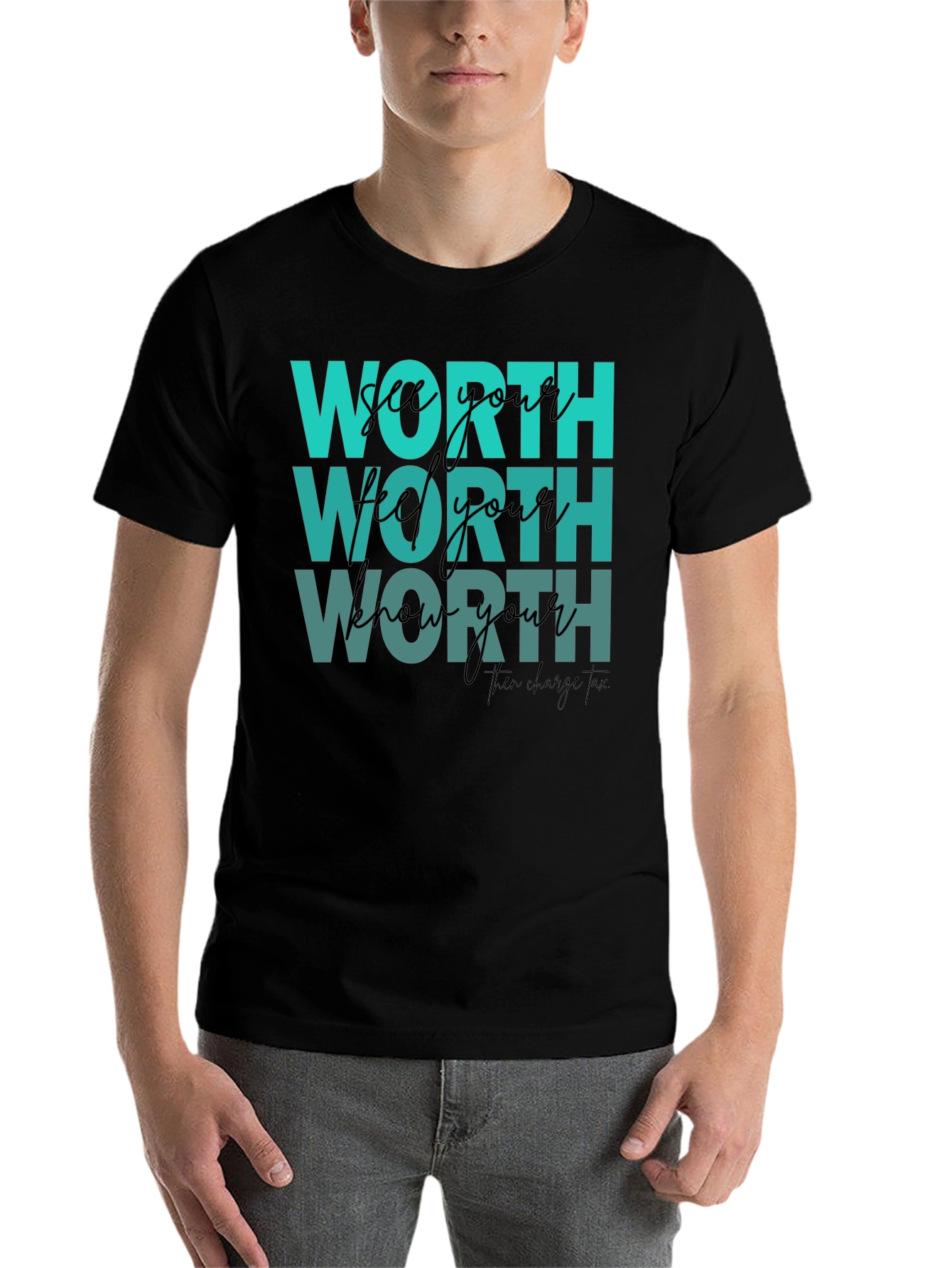 Black Know Your Worth Graphic Tee view 7