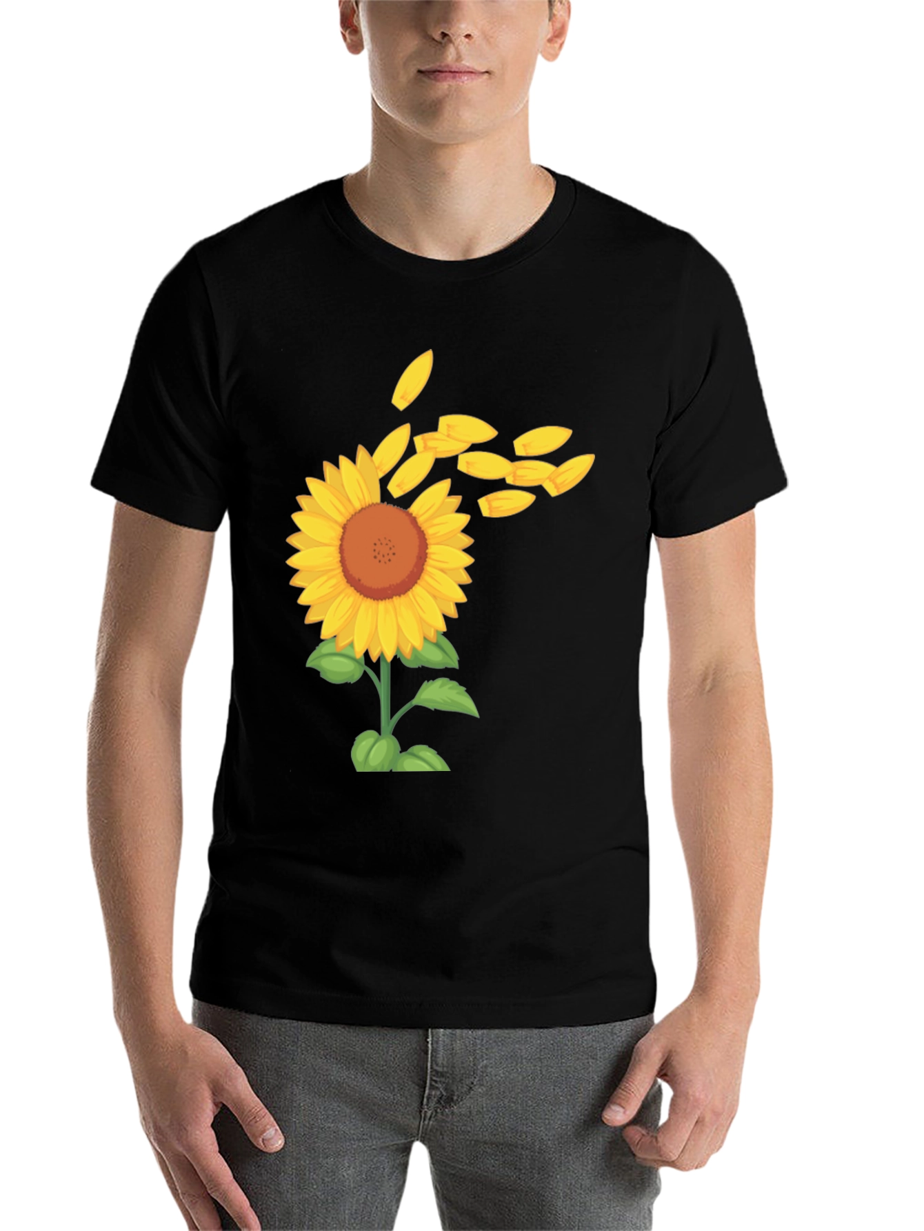 Black Sunflower Petals Men's Black Tee view 7