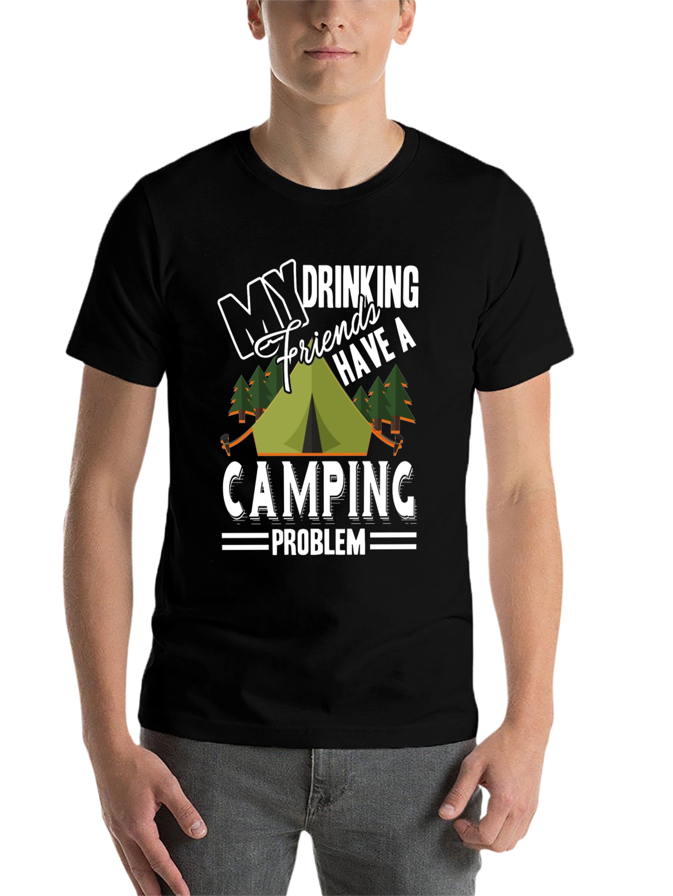 Black My Drinking Friends Camping T-Shirt view 7