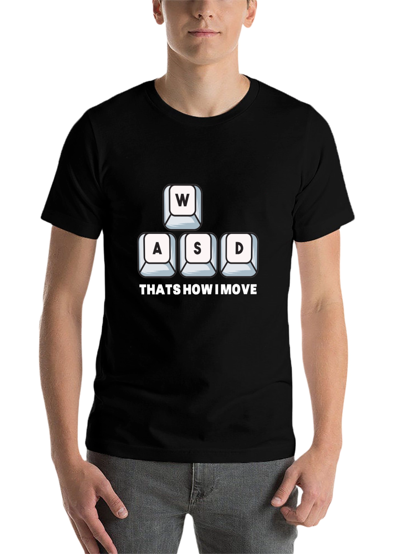 Black Gamer Move T-Shirt - WASD Keys Design view 7