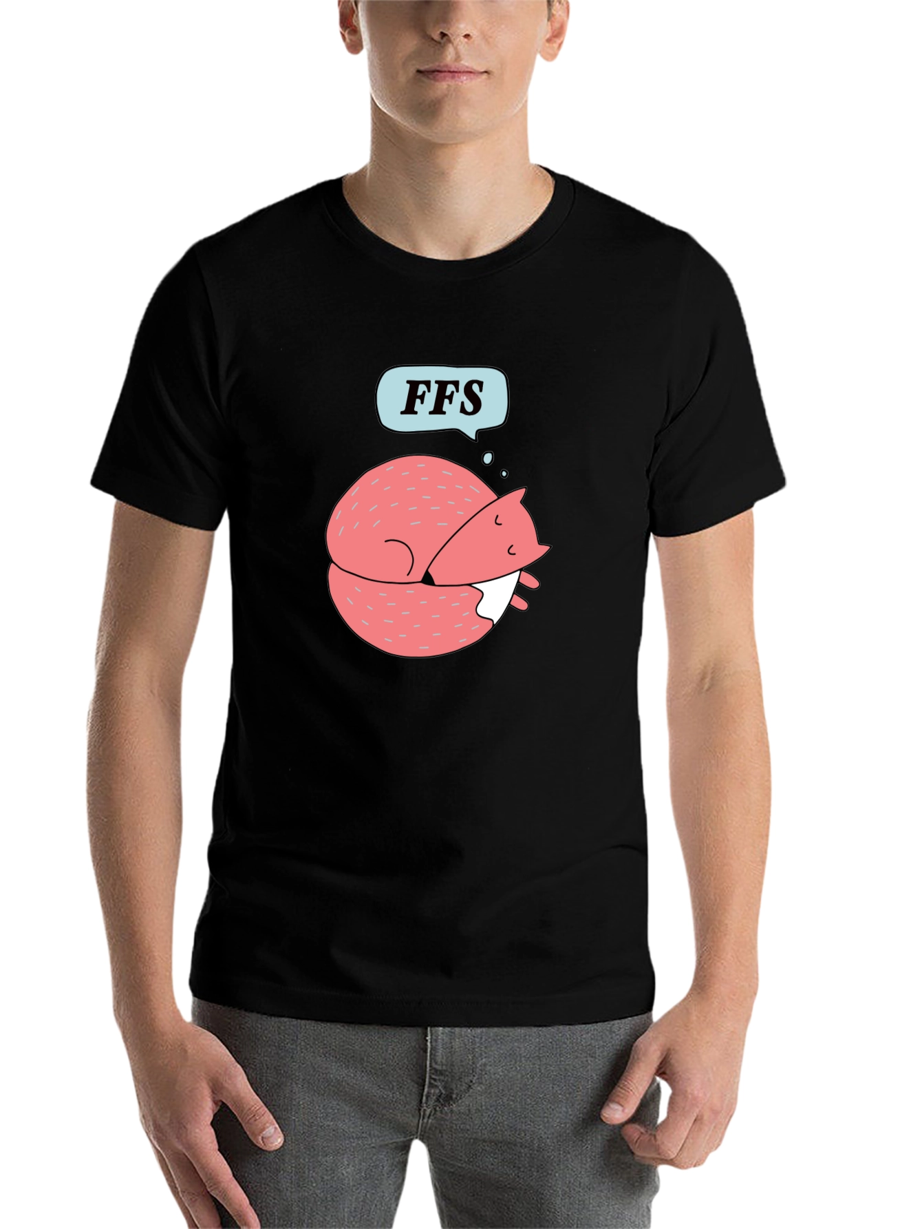 Black FFS Sleeping Fox Graphic T-Shirt - Black view 7