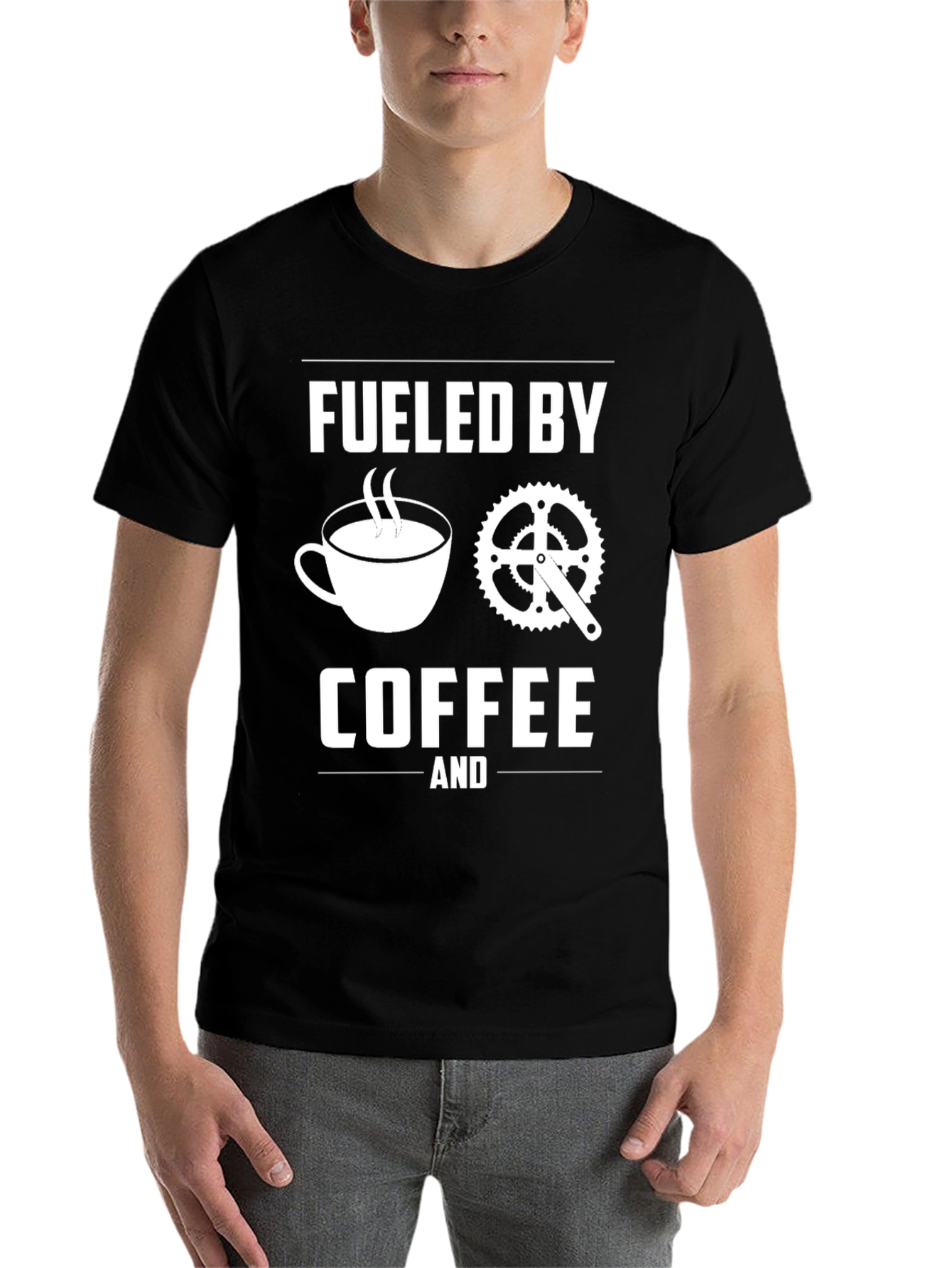 Black Fueled By Coffee & Cycling T-Shirt view 7