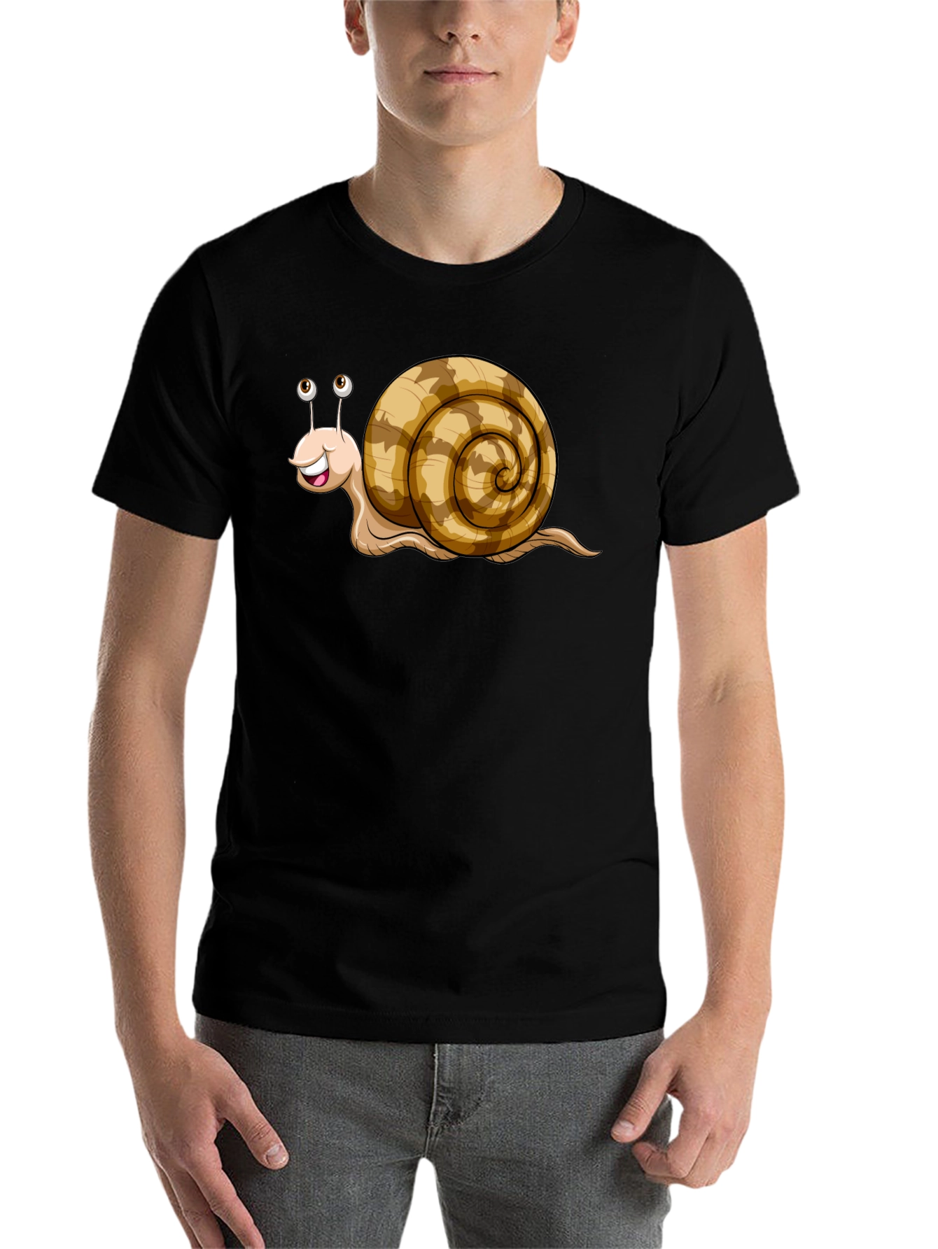 Black Cute Snail Cartoon Graphic Tee Shirt view 7