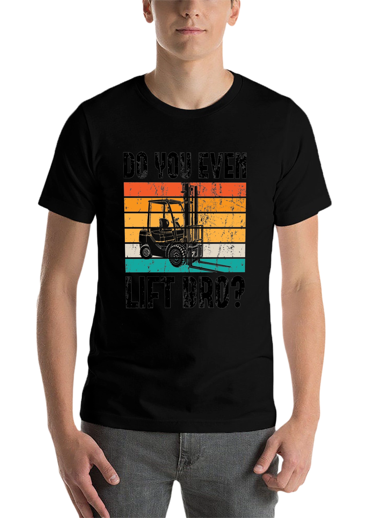 Black Do You Even Lift Bro? Forklift Operator T-Shirt view 7