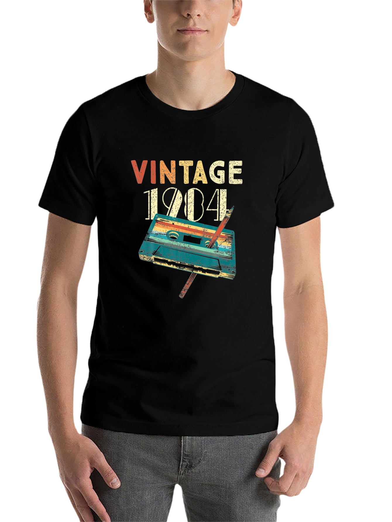 Black Vintage 1984 Cassette Tape Graphic T-Shirt view 7